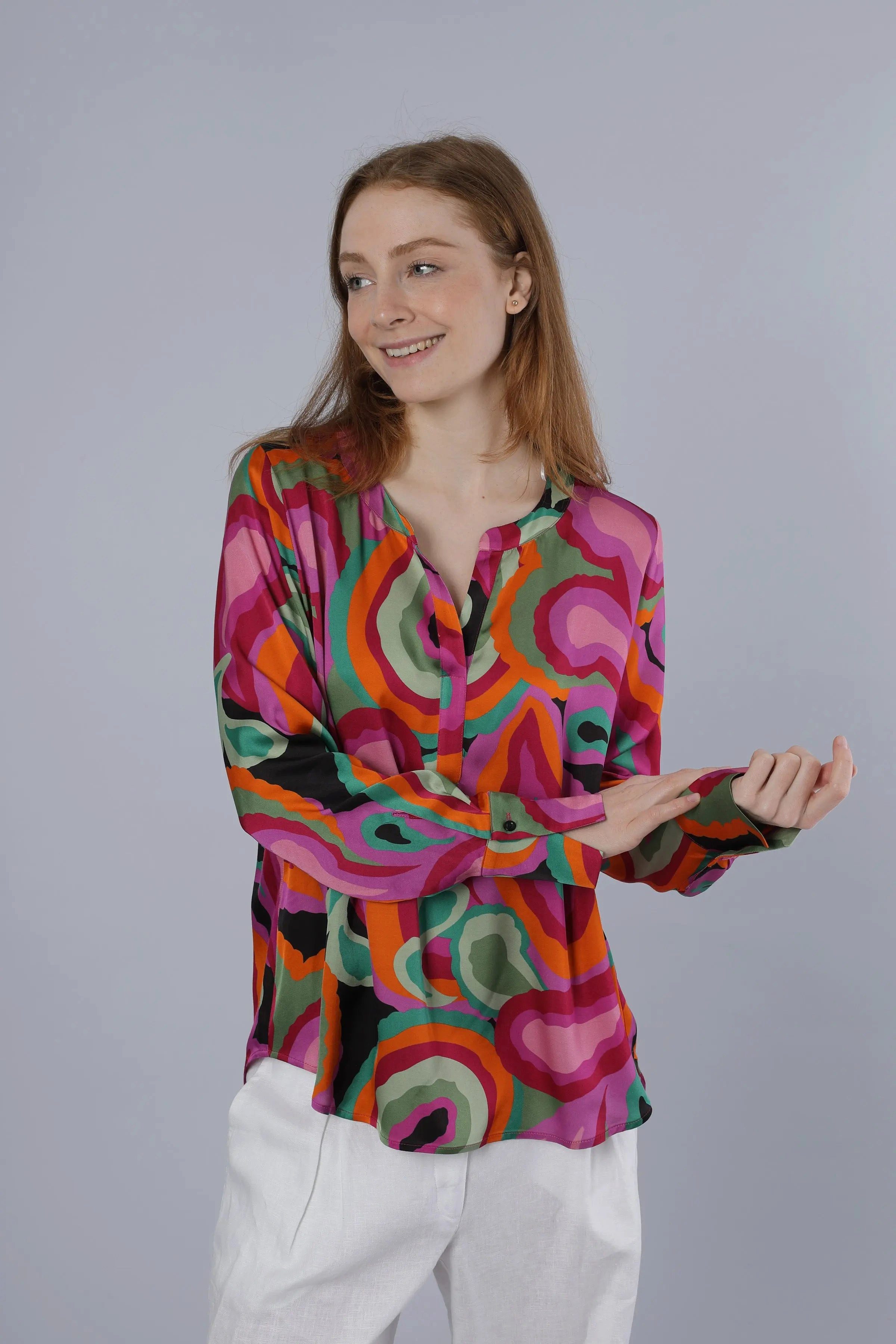 Klassische Bluse Bunte Bluse MULTICOLOR