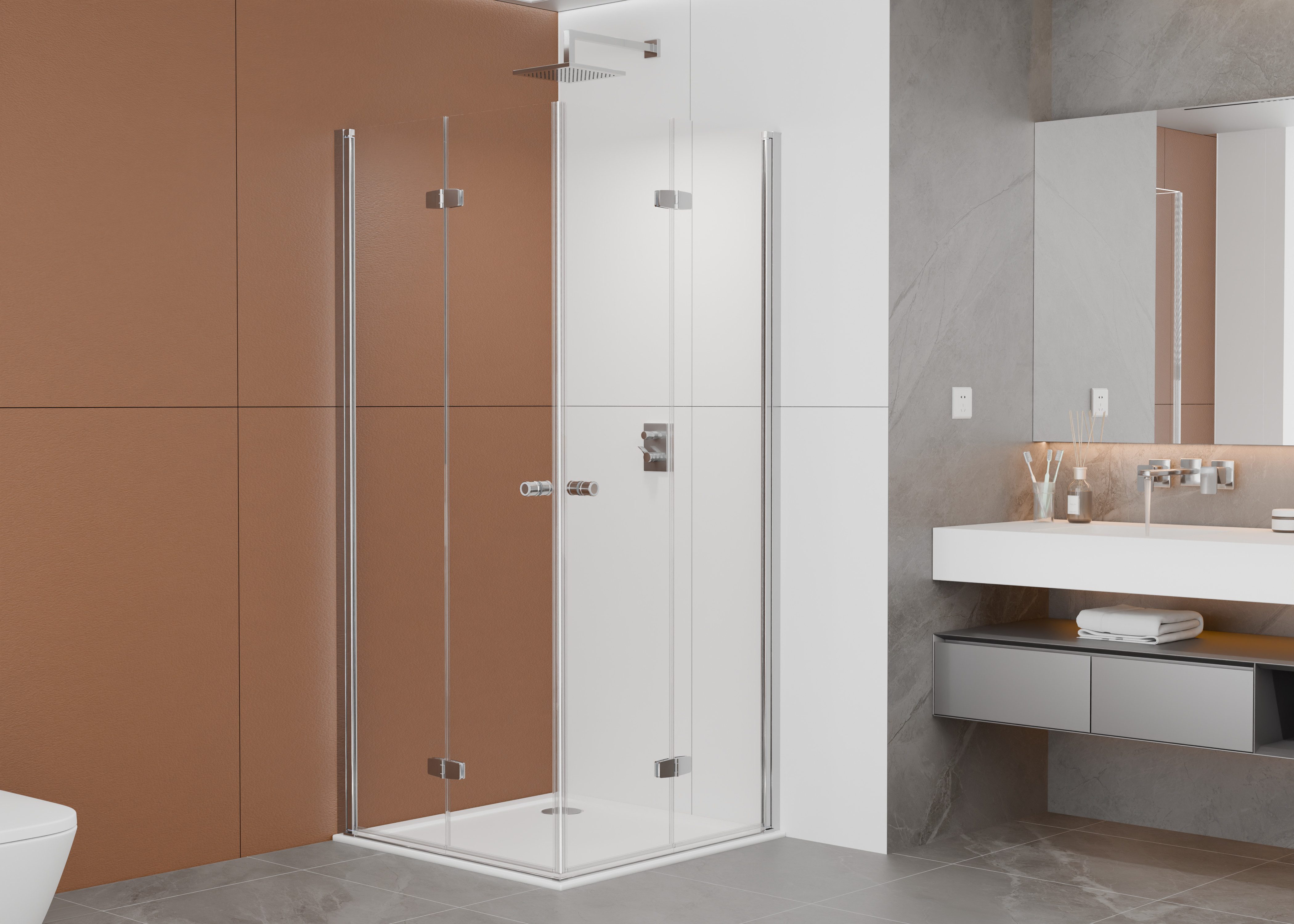 welltime Dusch-Einflügeltür Mixwell, 70x195 cm, Einscheibensicherheitsglas, (1-St., 1 von 2 Teilen für eine Ecklösung) Baukastensystem