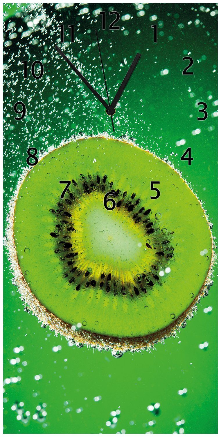 Wallario Wanduhr Grüne Kiwi-Scheibe (Uhr im aus Wasser Acryl)