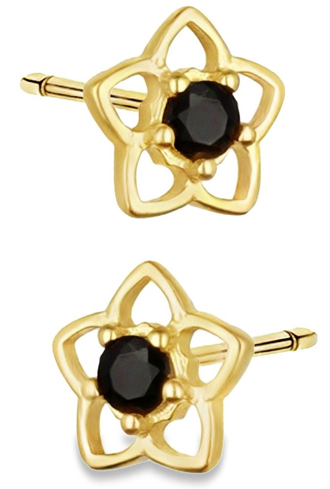 Paar Ohrstecker 925 Silber Blumen 18k Gold vergoldet Damen Frauen Ohrringe