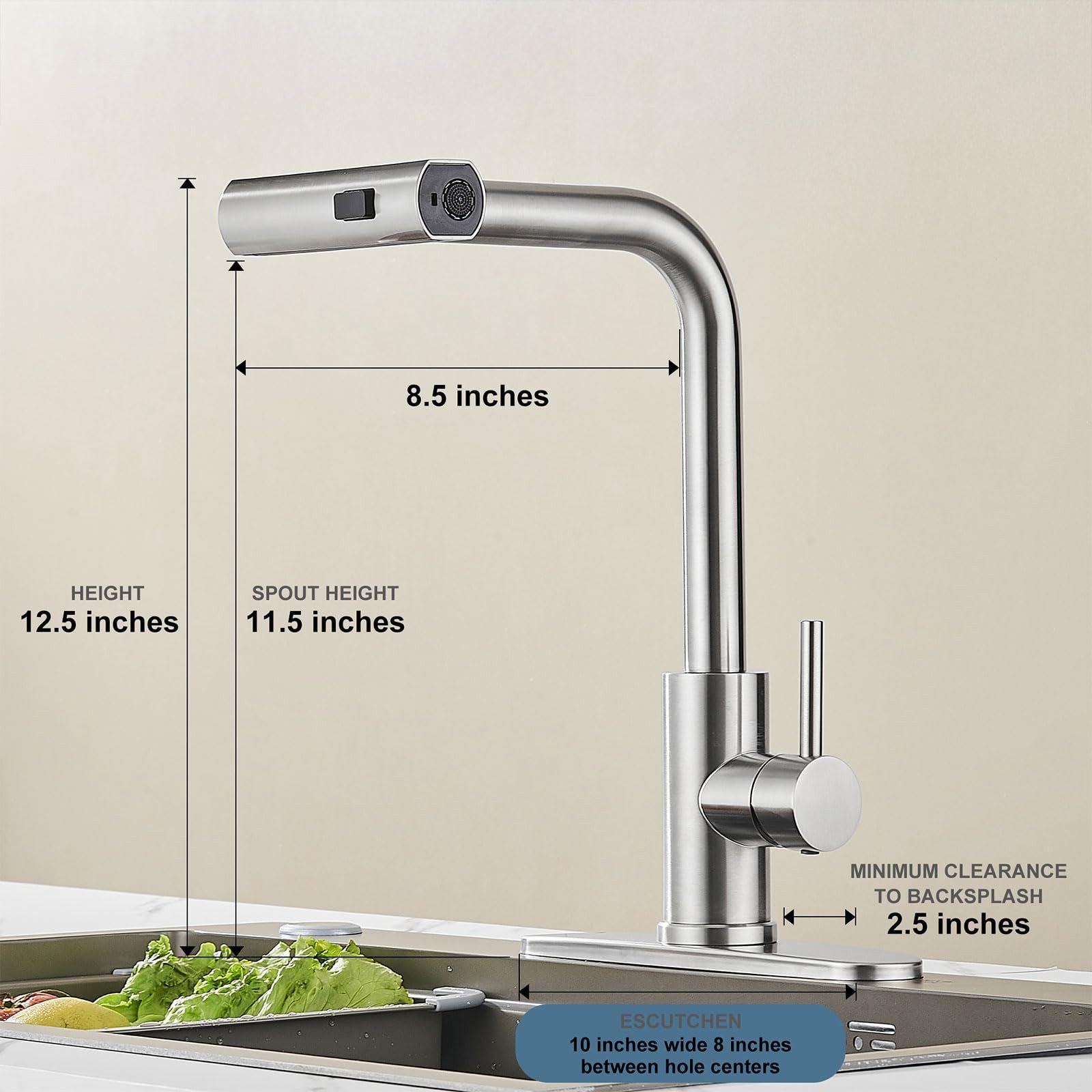 ibettertec Waschtischarmatur Waschtischarmatur Wasserhahn Bad,Waschtischarmatur (Waschbecken-Küchenarmatur,mit Handbrause,Küchenarmatur, Küchenarmatur,3 Strahlarten,360 Grad drehbar,Wasserhahn aus Edelstahl) 304 mit Herausziehbar Brause Mischbatterie Kalt-und Warmwasserhahn