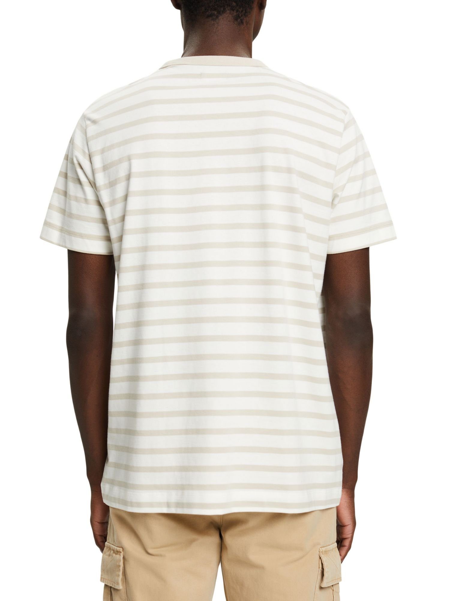 nachhaltiger Streifen-T-Shirt Baumwolle LIGHT TAUPE aus T-Shirt (1-tlg) Esprit Collection