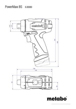 metabo Akku-Bohrschrauber PowerMaxx BS Basic, 12 V, Akku-Bohrschrauber 2 x 2 Ah Li-Ion im Kunststoffkoffer