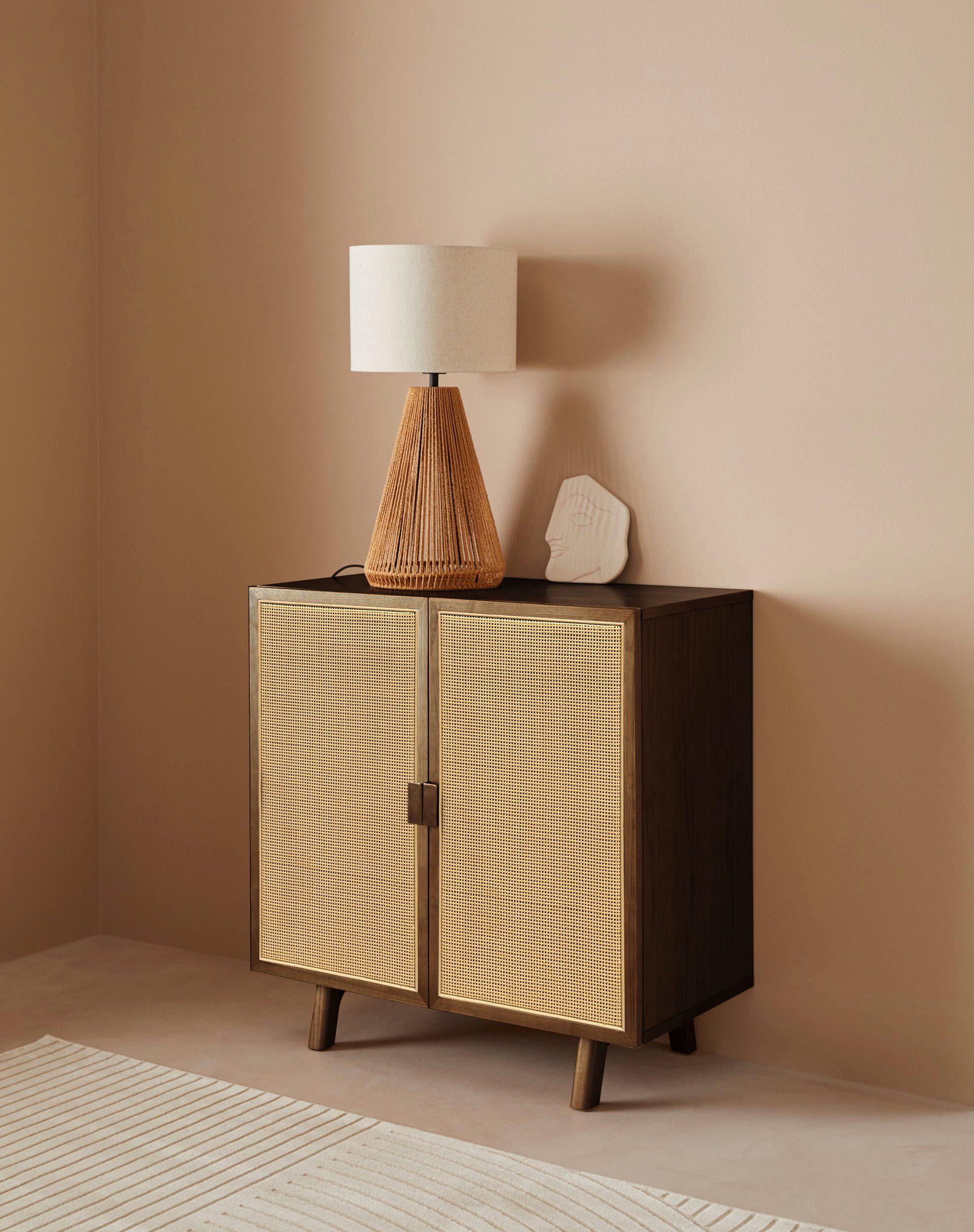 LeGer Home by Lena Gercke Sideboard Lina (TOPSELLER! Viel Stauraum), Mit Rattan Einsatz, 2 Innenfächer, teilmassiv