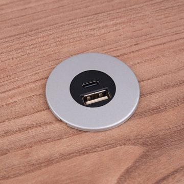 kalb Einbau USB-Hub 2 in 1 USB und USB-C, für Möbeleinbau, 12V USB-Ladegerät