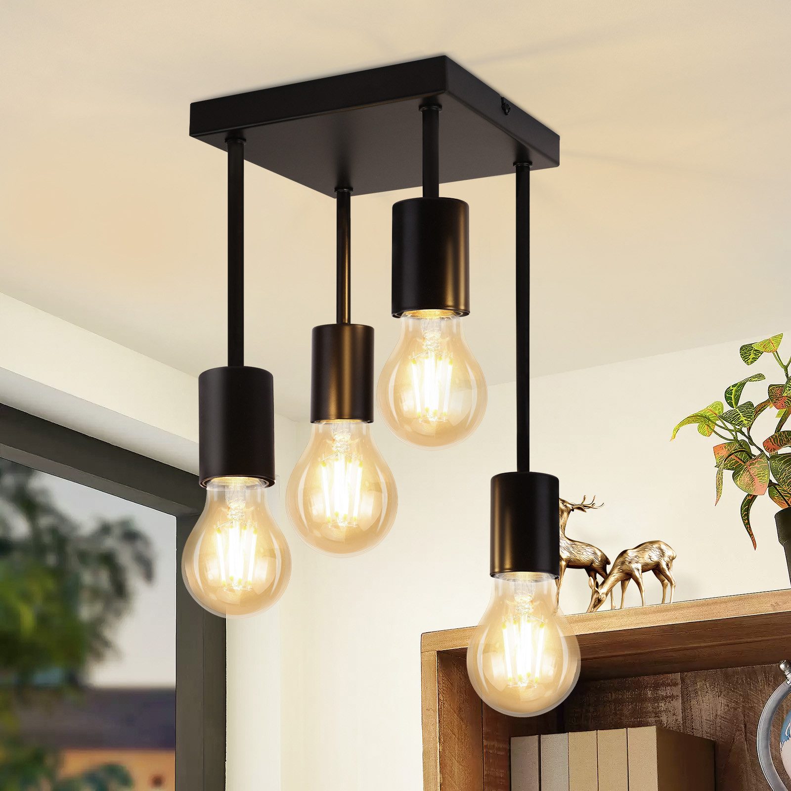 ZMH Deckenleuchte Whonzimmer 3/4 Flammig Industriedesign günstig online kaufen