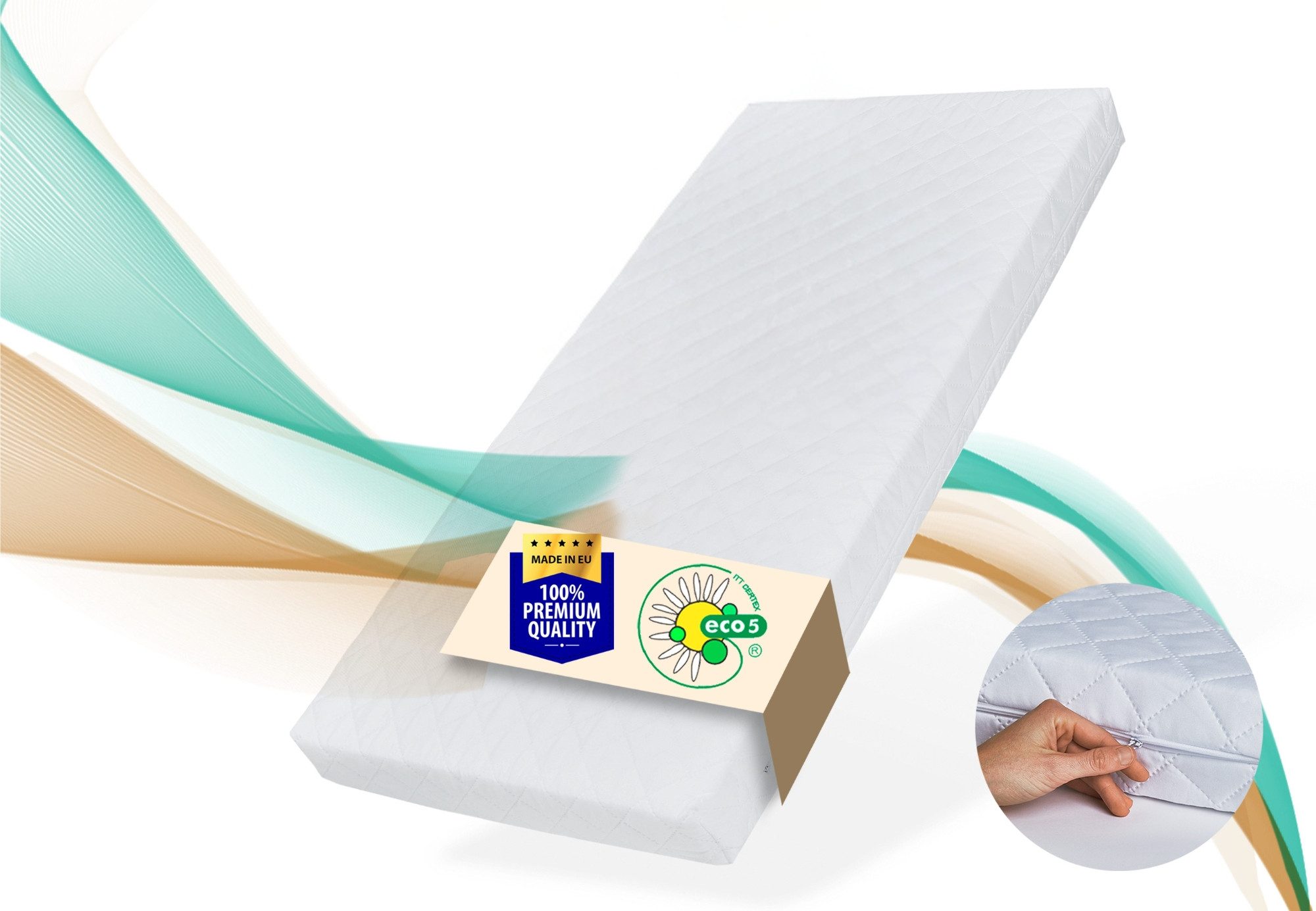 Kindermatratze waschbarer Bezug Kinder 10 cm hoch, eco5 Zertifizierung Wendematratze