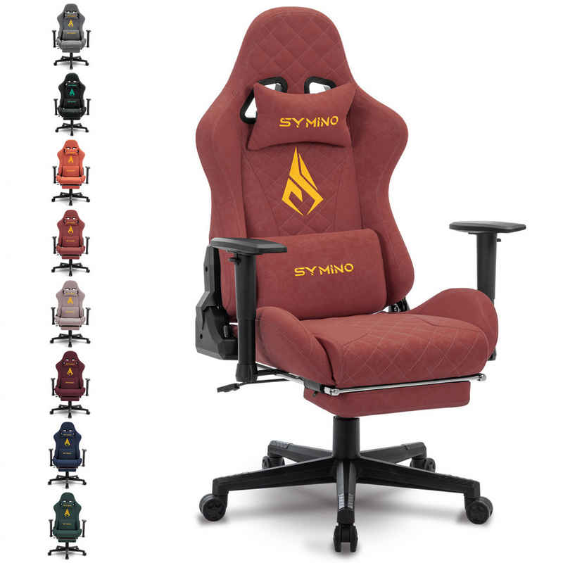 symino Gaming-Stuhl Ergonomischer Stuhl, Racing Style, Retro Style PU Leder Computerstuhl, mit verstellbaren Armlehnen und Rückenlehne, mit Fußstütze, Orange
