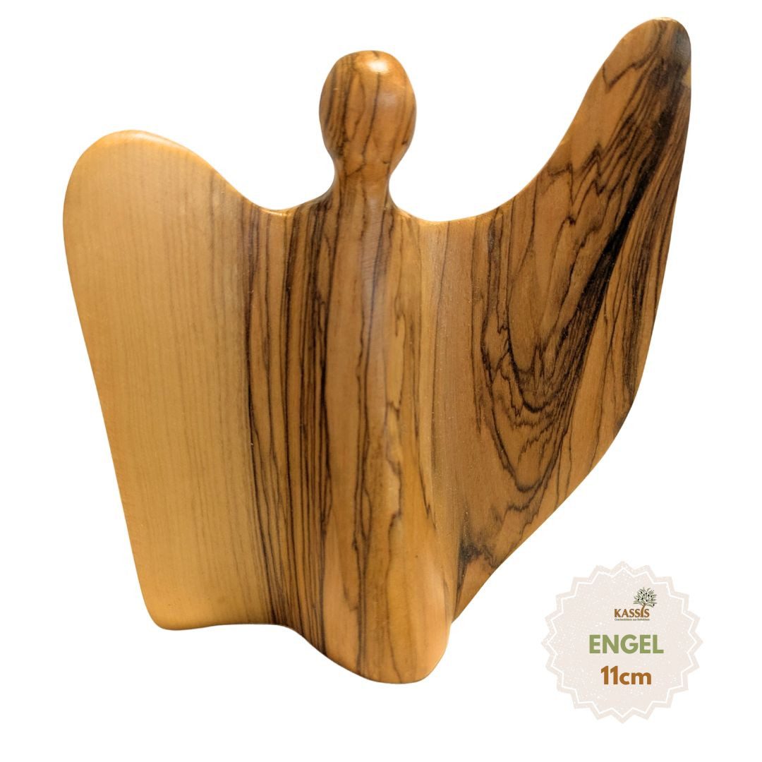 Kassis Geschenkartikel Dekoobjekt Olivenholz Geflügelte Engel-Figur Glücksbringer Schutzengel, handgefertigt in Bethlehem, Geschenk zu mehreren Anlässen