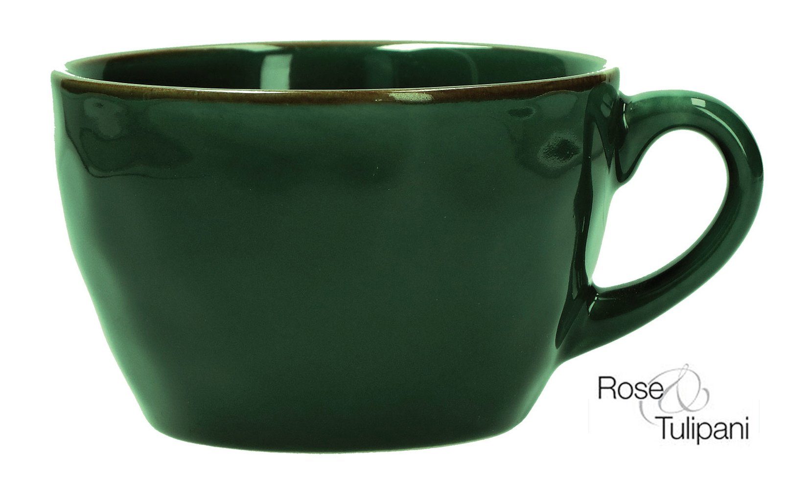 Rose & Tulpani Tasse Frühstückstasse große Tasse 420 ml Concerto Verde Bosco Grün, Steingut