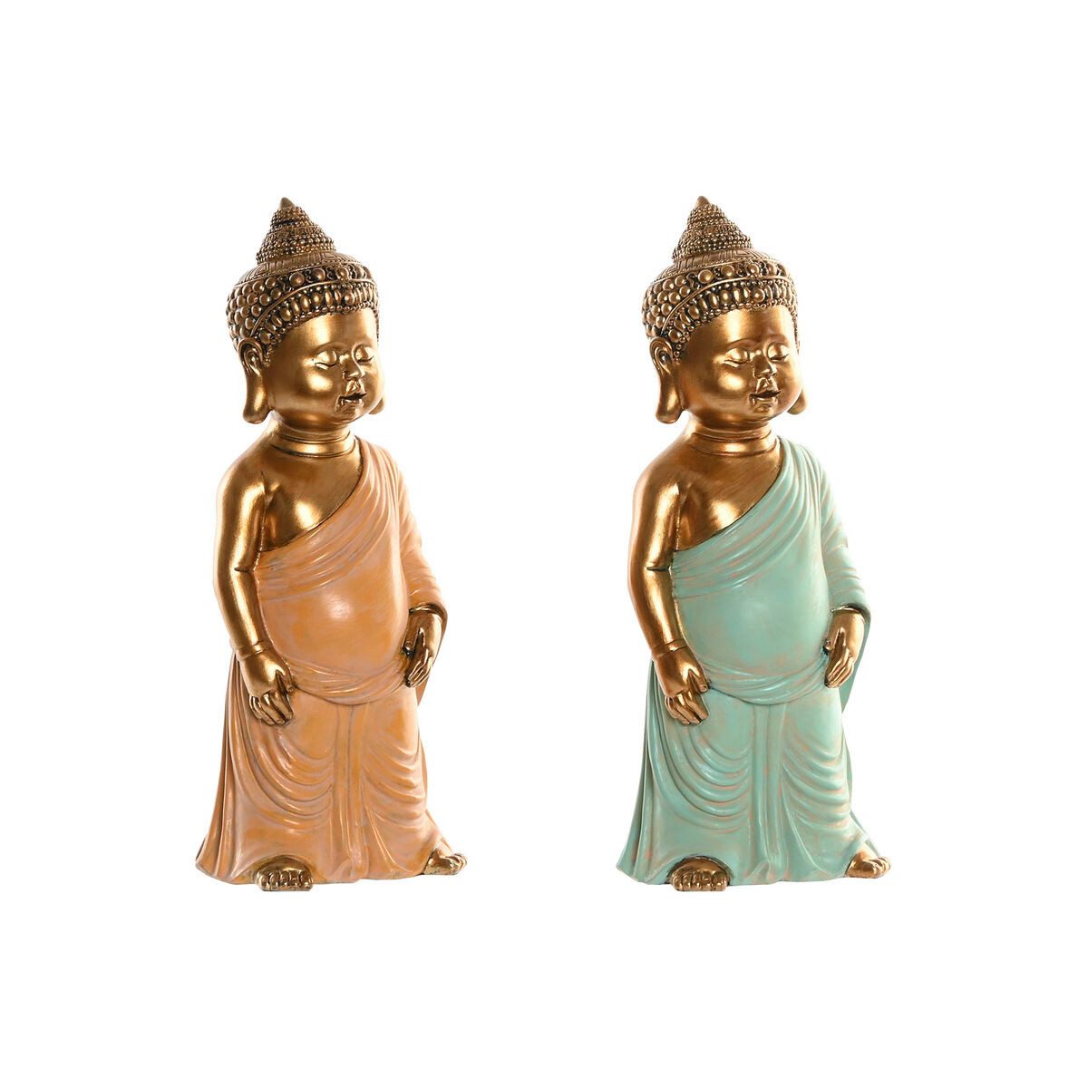Bigbuy Dekofigur Dekoration Figur Dekofigur Home grün Rosa Buddha 10 x 8 x 24 cm 2 Stüc