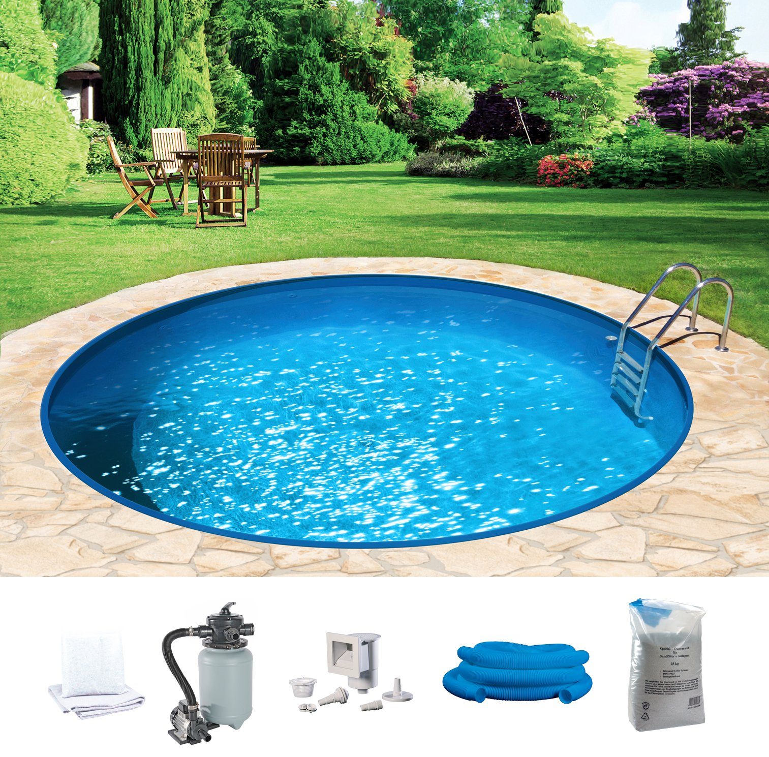 KONIFERA Rundpool HOLIDAY 5 (Komplett-Set, 6-tlg), Höhe 120 cm, in verschiedenen Größen