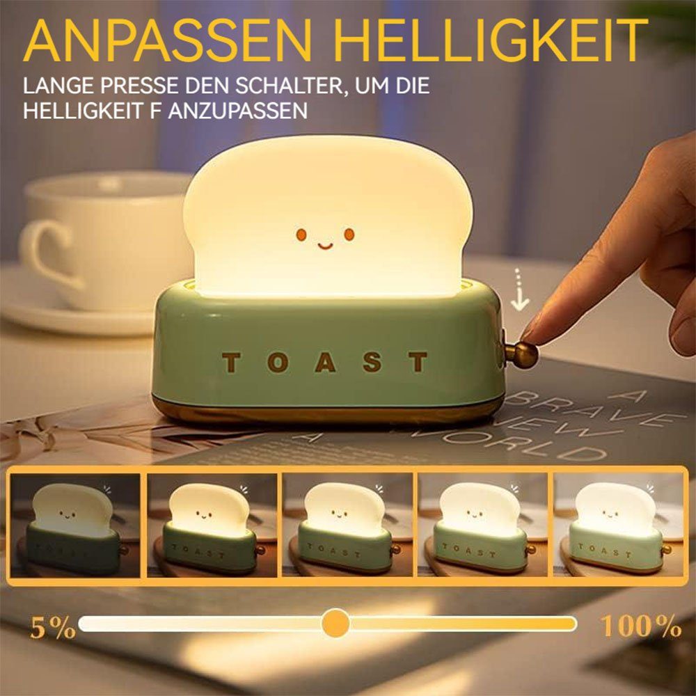 Kawaii-Toaster-Pflegelicht, Kinder, MOUTEN für dimmbar grün LED LED-Nachtlicht Schreibtischlampe