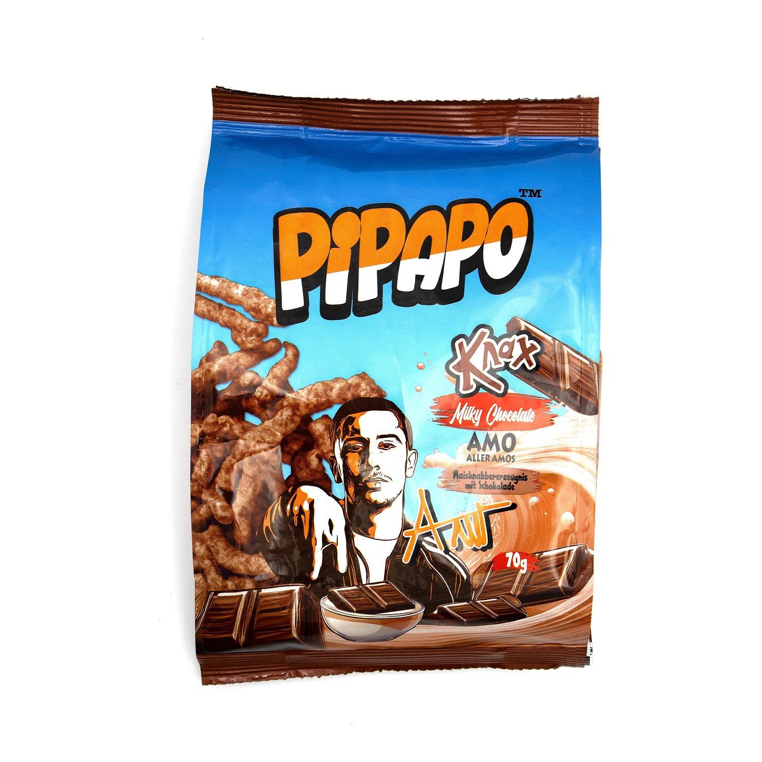PIPAPO Schokolade, 1 x 70 g, Knax Milky Chocolate – AMO Edition Crunch