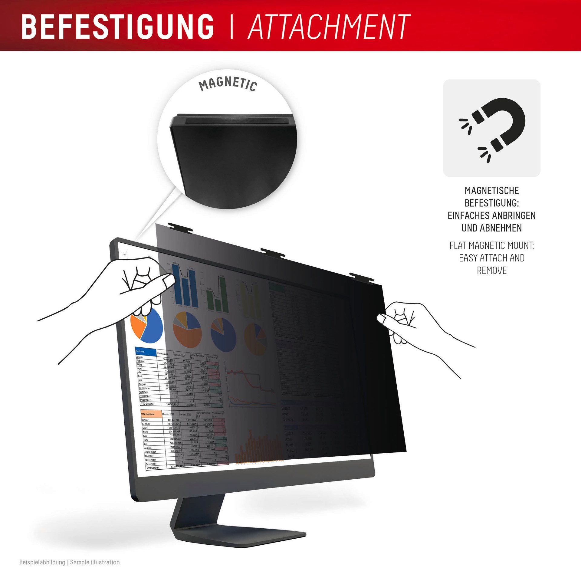 Displex Displayschutzfolie Privacy Safe Blickschutzfilter für Universell für Monitore mit 21,5 (16:9), Blickschutzfolie, Schutzfolie, Bildschirmschutz, kratz- & stoßfest