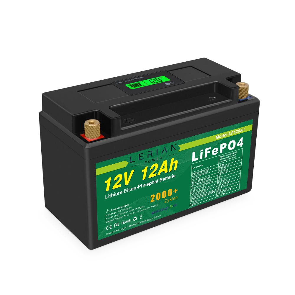 LERIAN POWER LiFePO4 Akku 12V 12Ah 15A Lithium-Eisen-Phosphat für Camping Solar Akku