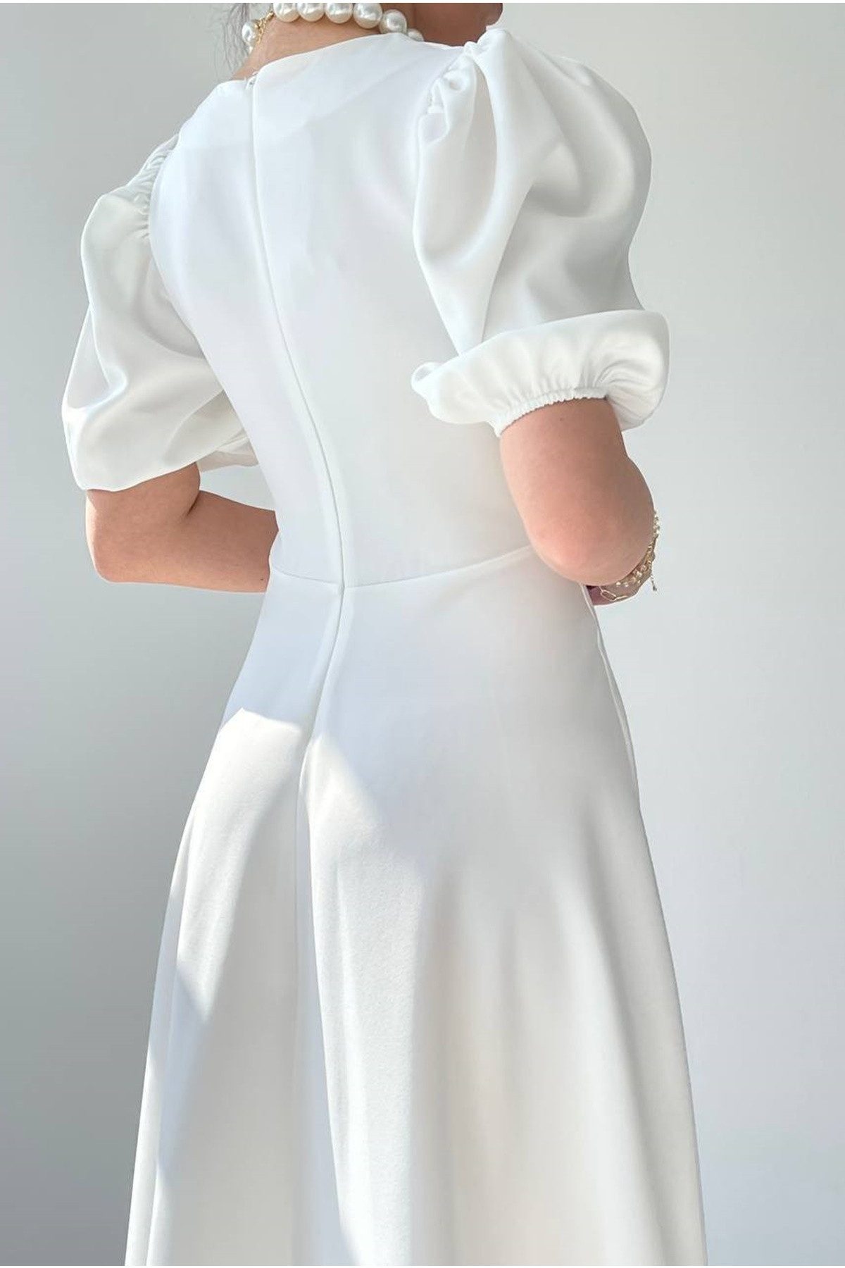 WOMAN VISION Minikleid Midi-Kleid mit Rundhalsausschnitt und ausgestelltem Rock