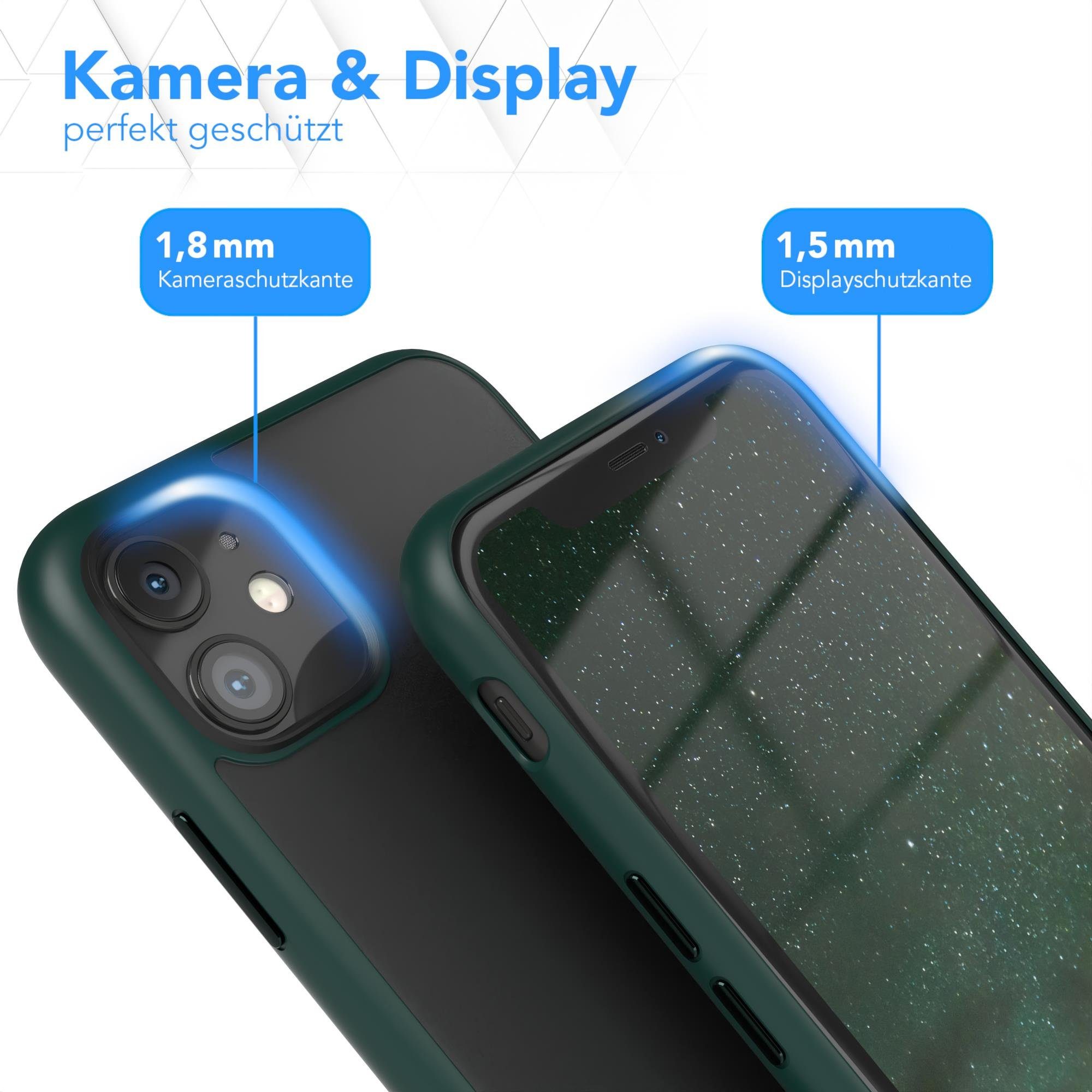 EAZY CASE Handyhülle Outdoor Case für Apple iPhone 11 6,1 Zoll, Slim Cover Durchsichtig Robust Back Cover stoßfest Grün / Nachtgrün