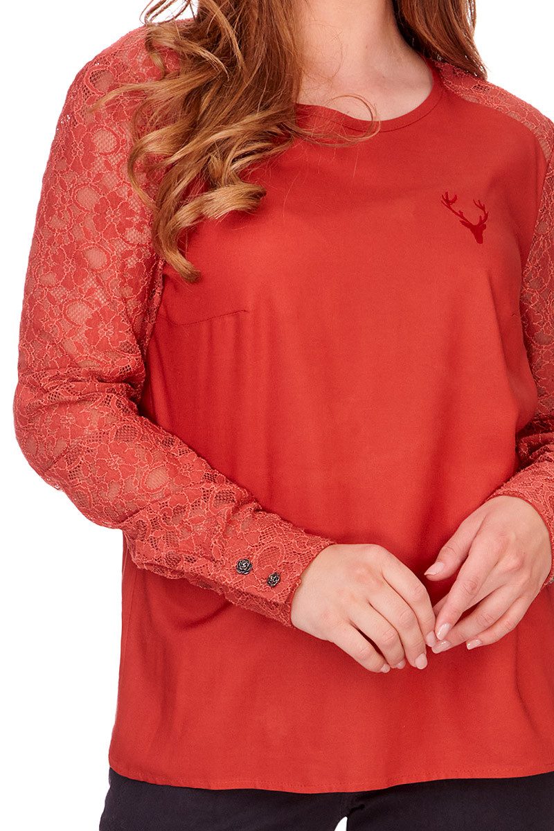 MarJo Trachtenbluse Blusenshirt - HELENA - rostbraun günstig online kaufen
