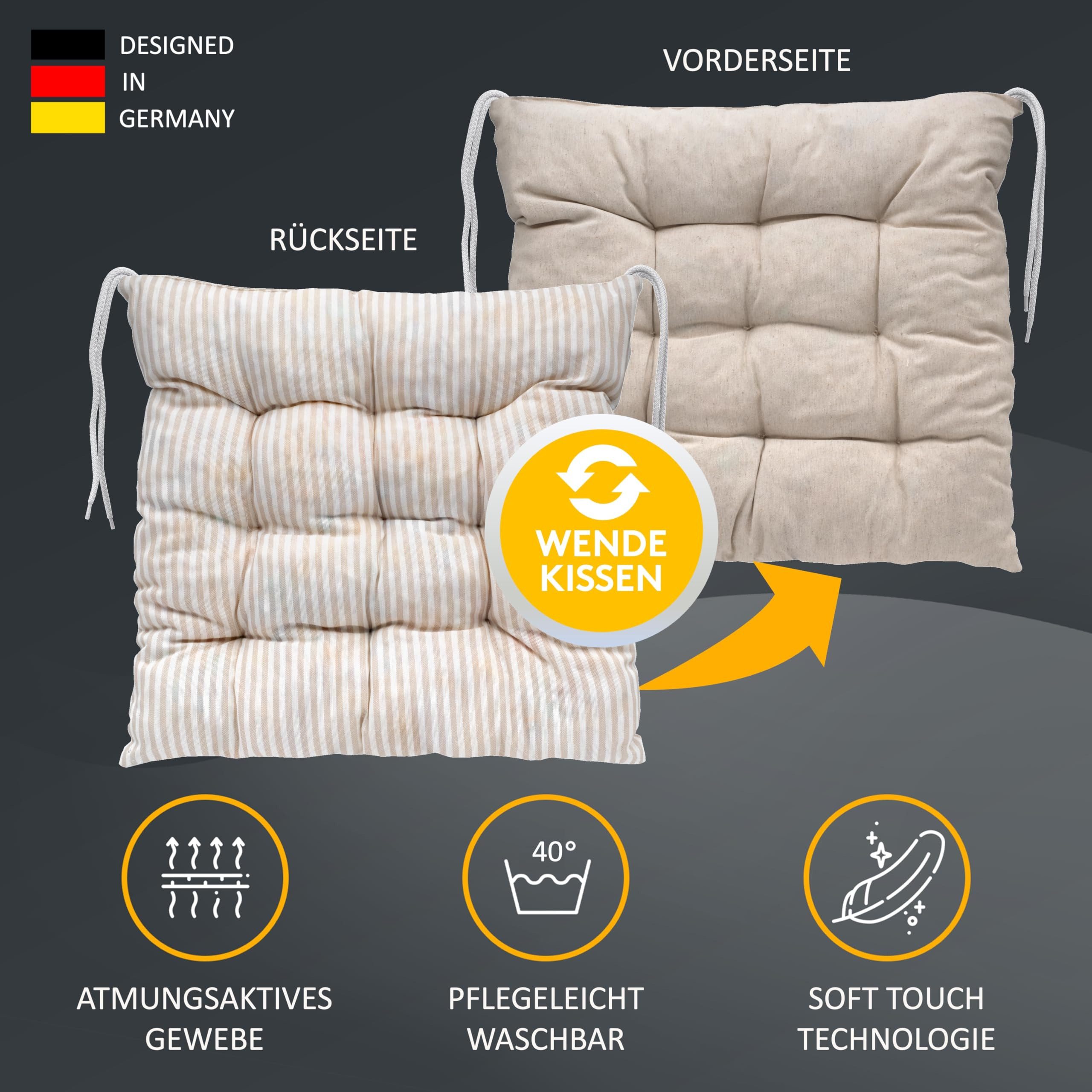 LILENO HOME Stuhlkissen - Wende Sitzkissen für Gartenstuhl oder Küchenstuhl günstig online kaufen