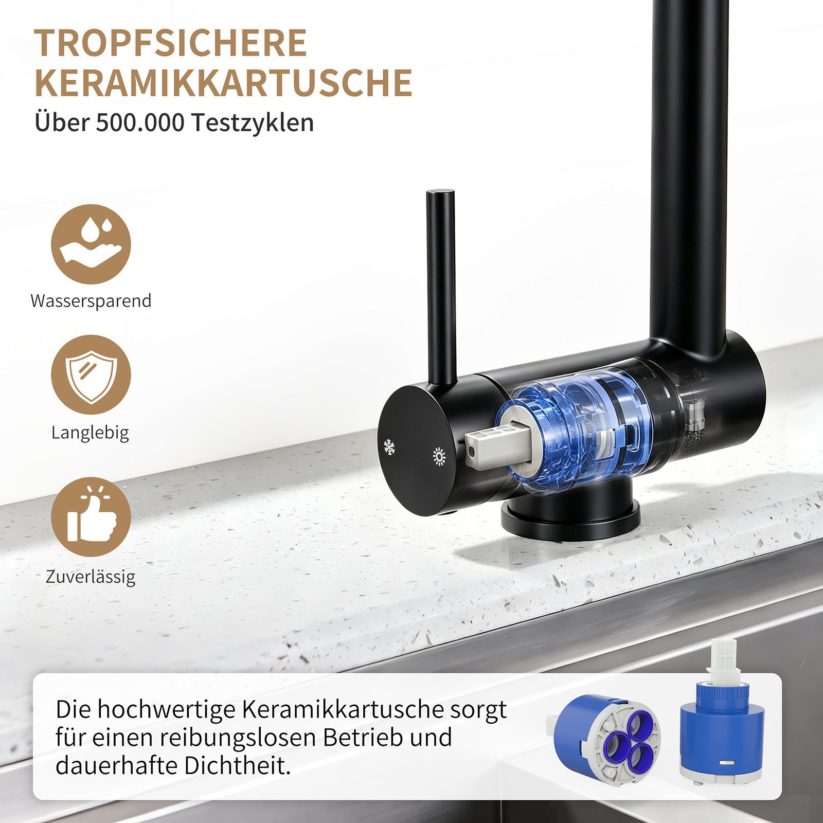 HOMELODY Küchenarmatur Vorfenster Wasserhahn, 360° Drehbare, Unterfenster Klappbar 180° (Mischbatterie bad) Spültischarmatur,zwei Strahlarten,Edelstahl 304,Gebü – Bild 2 von 5