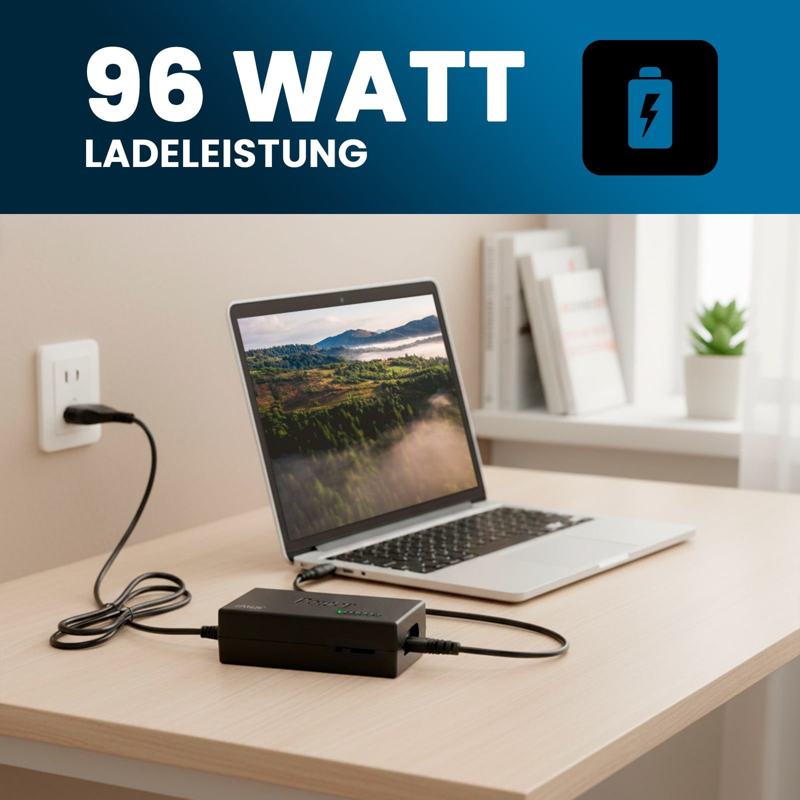 EAXUS Eaxus Universal Laptopladekabel Netzteil 96 Watt Laptop-Ladegerät (12V - 24V Einstellbare Spannung, 10 Adapter zum Aufstecken)