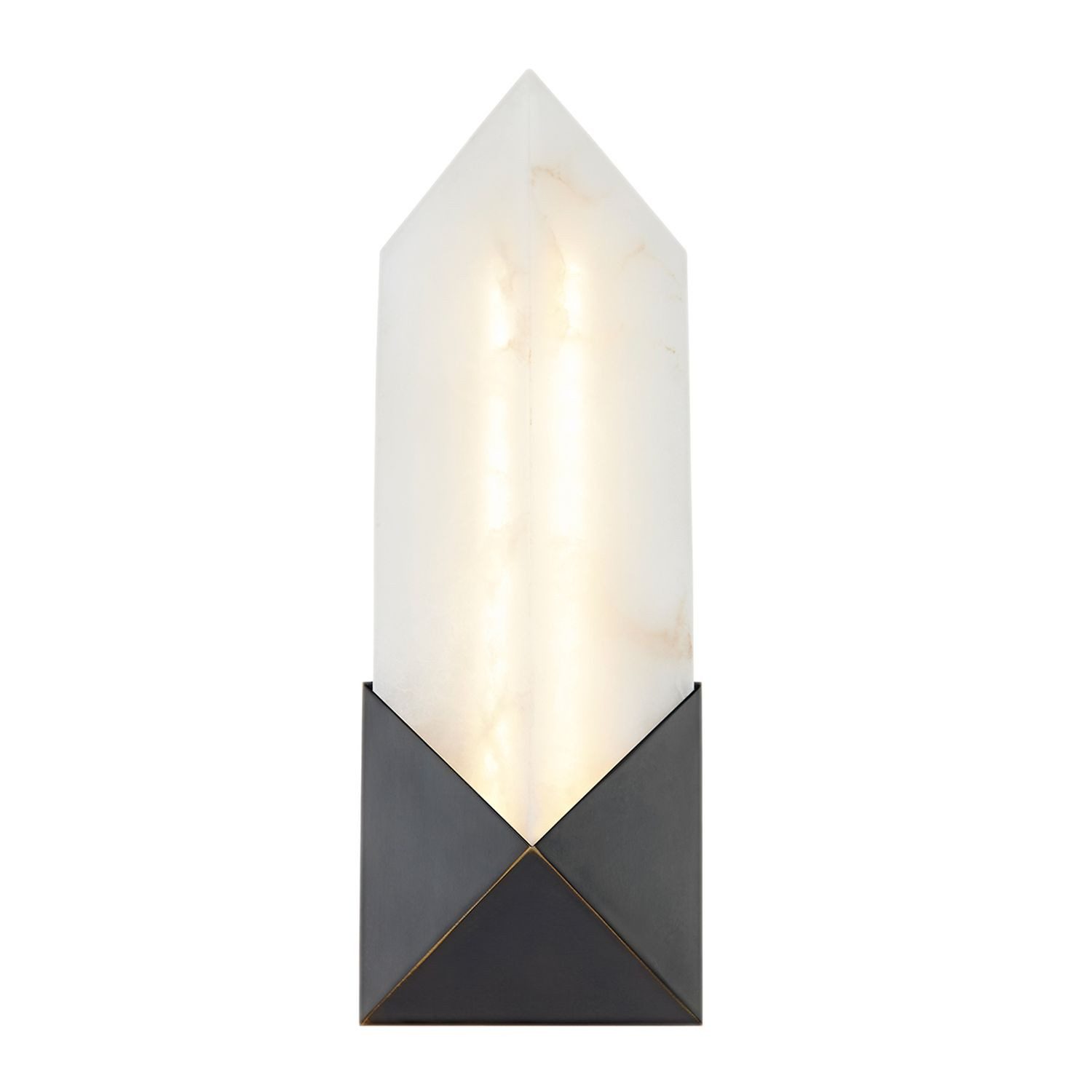 Licht-Erlebnisse Wandleuchte ALRIC, LED, Warmweiß, LED 30.5 cm hoch klein aus Alabaster Metall in Bronze Antik Weiß 2954K