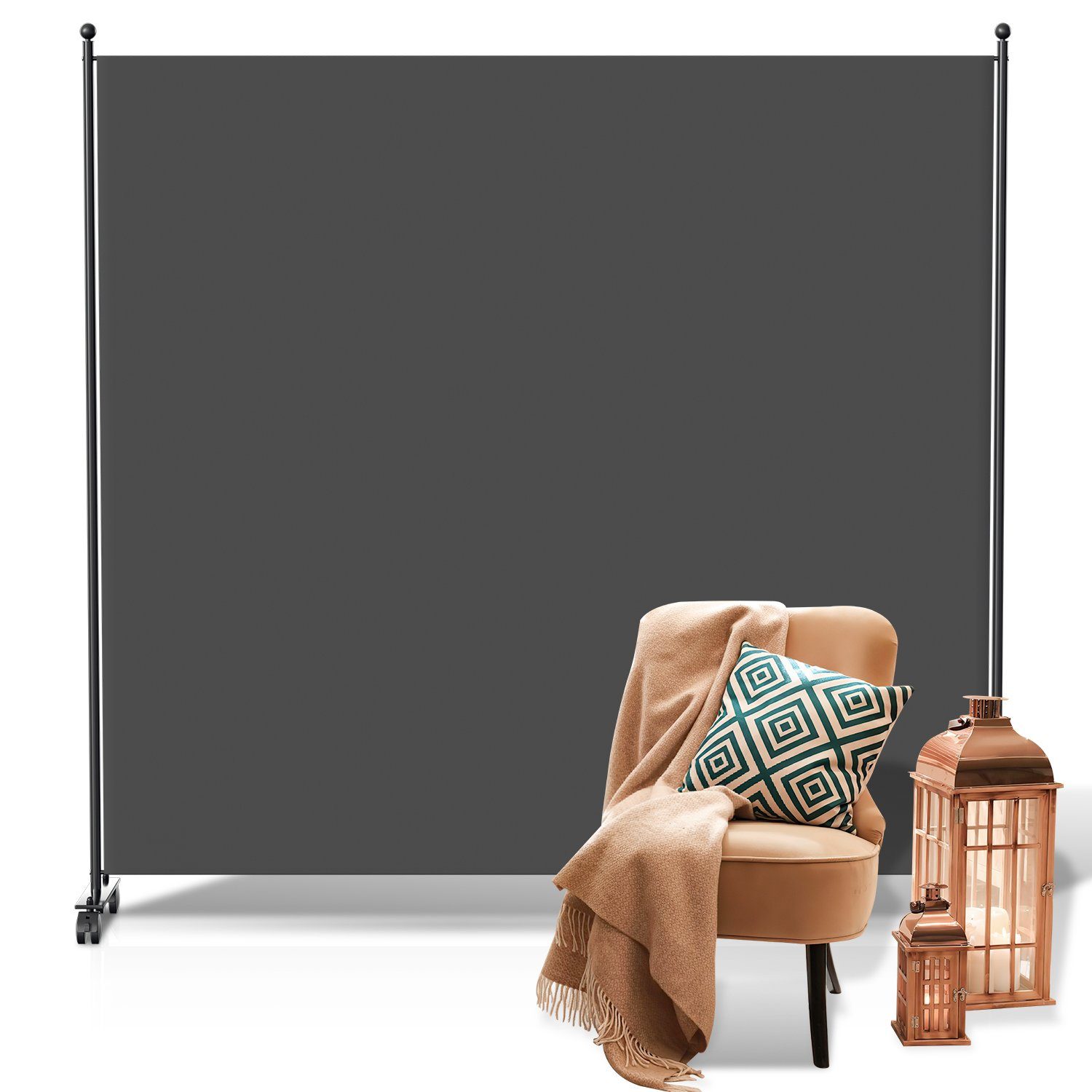 Clanmacy Paravent Raumtrenner mit Rollen Klappbar Garten Sichtschutz Spanis günstig online kaufen