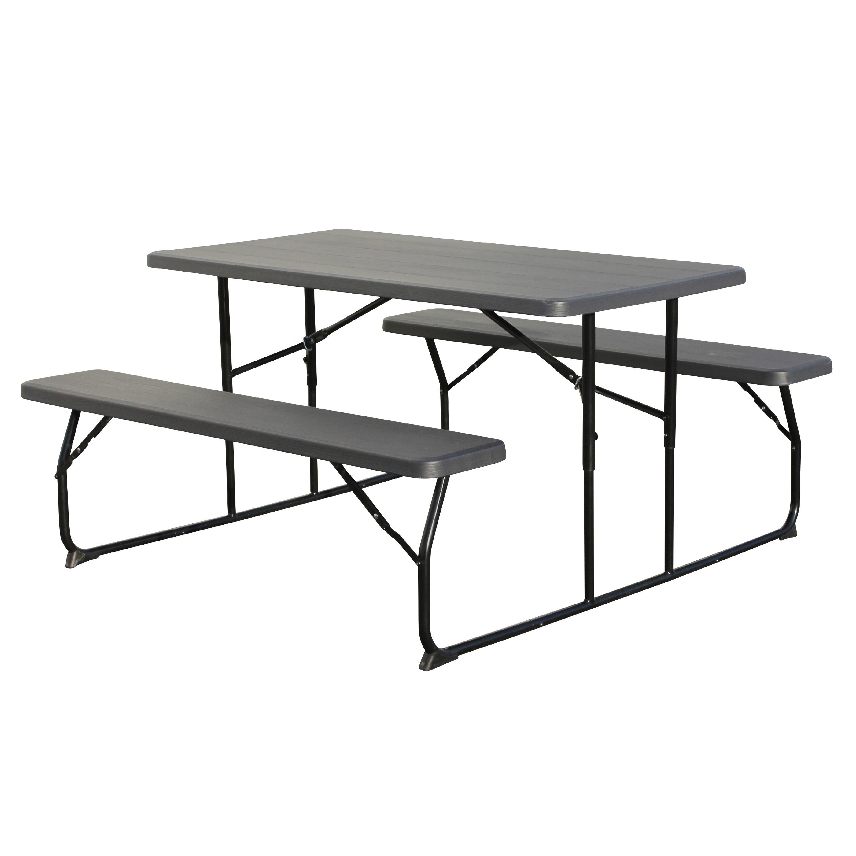 Leco Bierzeltgarnitur Bierzeltgarnitur Carina anthrazit klappbar - flexibel verwendbar, (1 Tisch, 2 Bänke, 4 Sitzplätze), Bestehend aus 2 Bänken und 1 Tisch, für 4 Personen