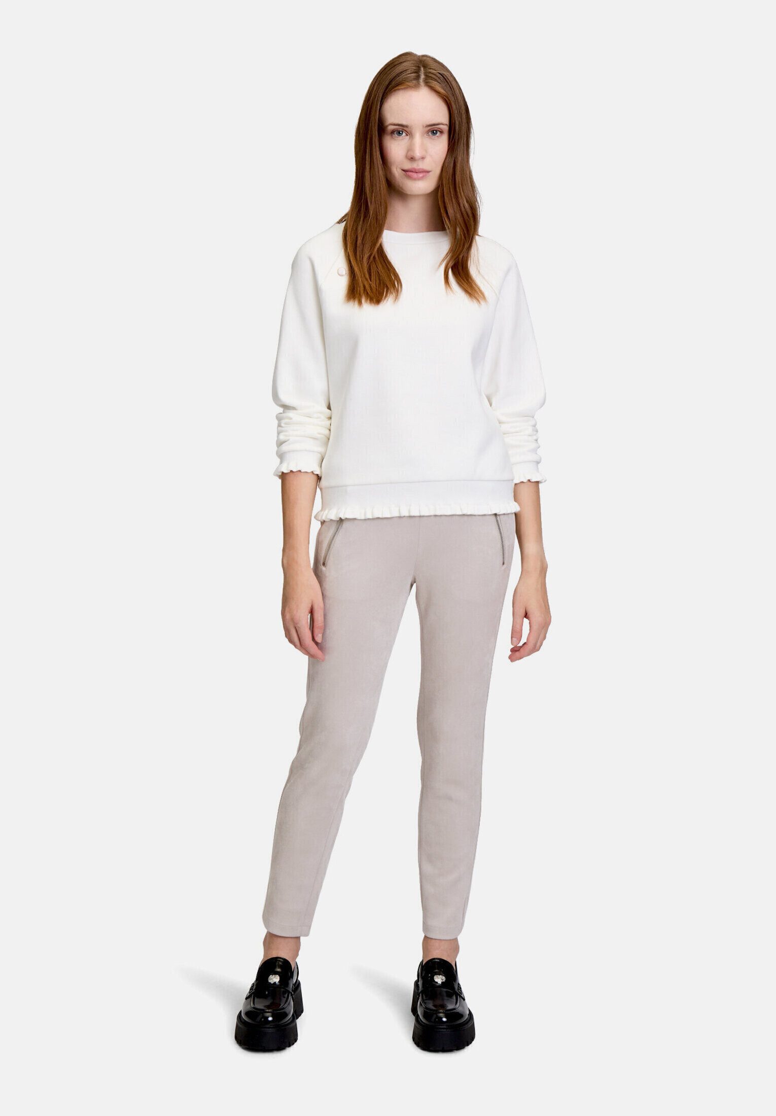 Cartoon Sweatshirt Damen mit Rippbündchen Rüschen