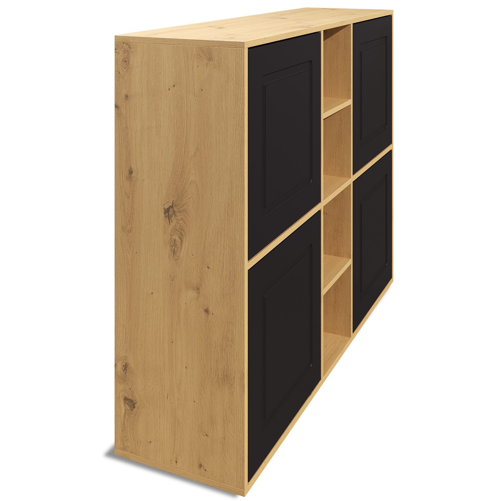 Möbelhandel Klipenstein Highboard NOAH V3, Kommode Schrank Landhaus, Korpus Eiche Artisan
