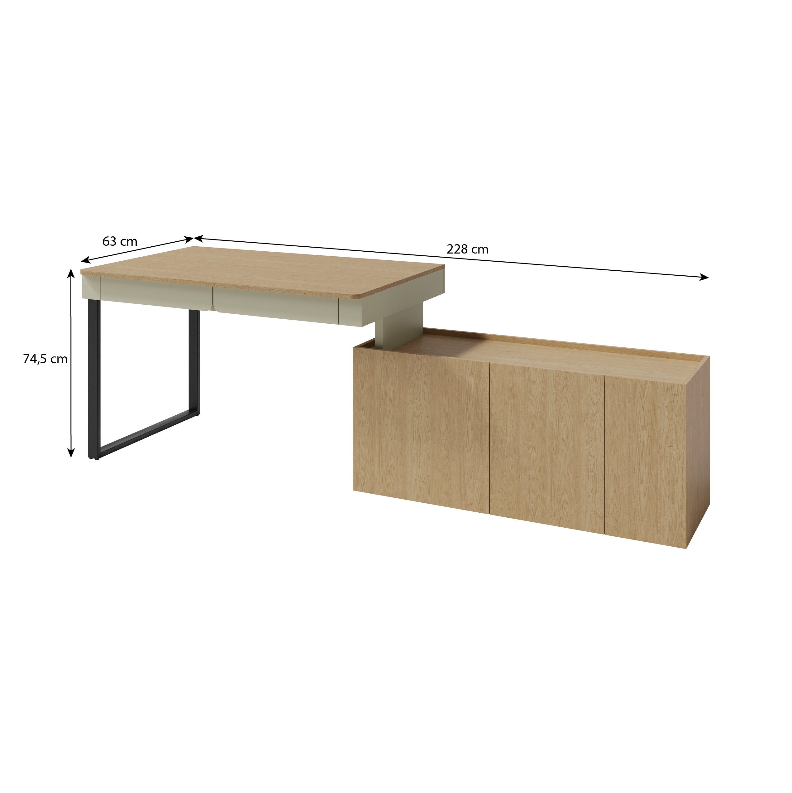 Beautysofa Schreibtisch LICO, mit Kommode