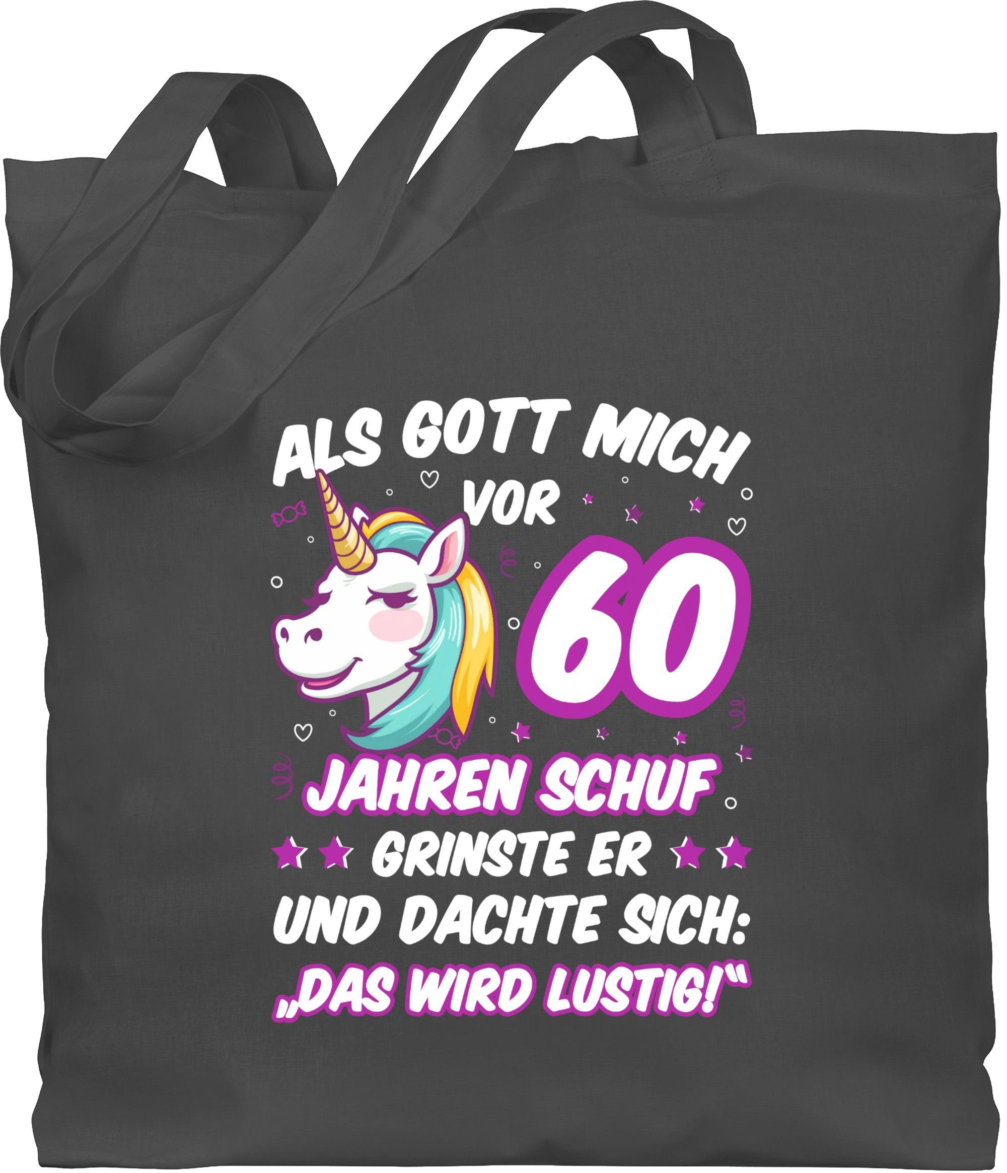 Shirtracer Umhängetasche Als Gott mich vor 60 Jahren schuf grinste er - Einhorn Einhornkopf, 60. Geburtstag