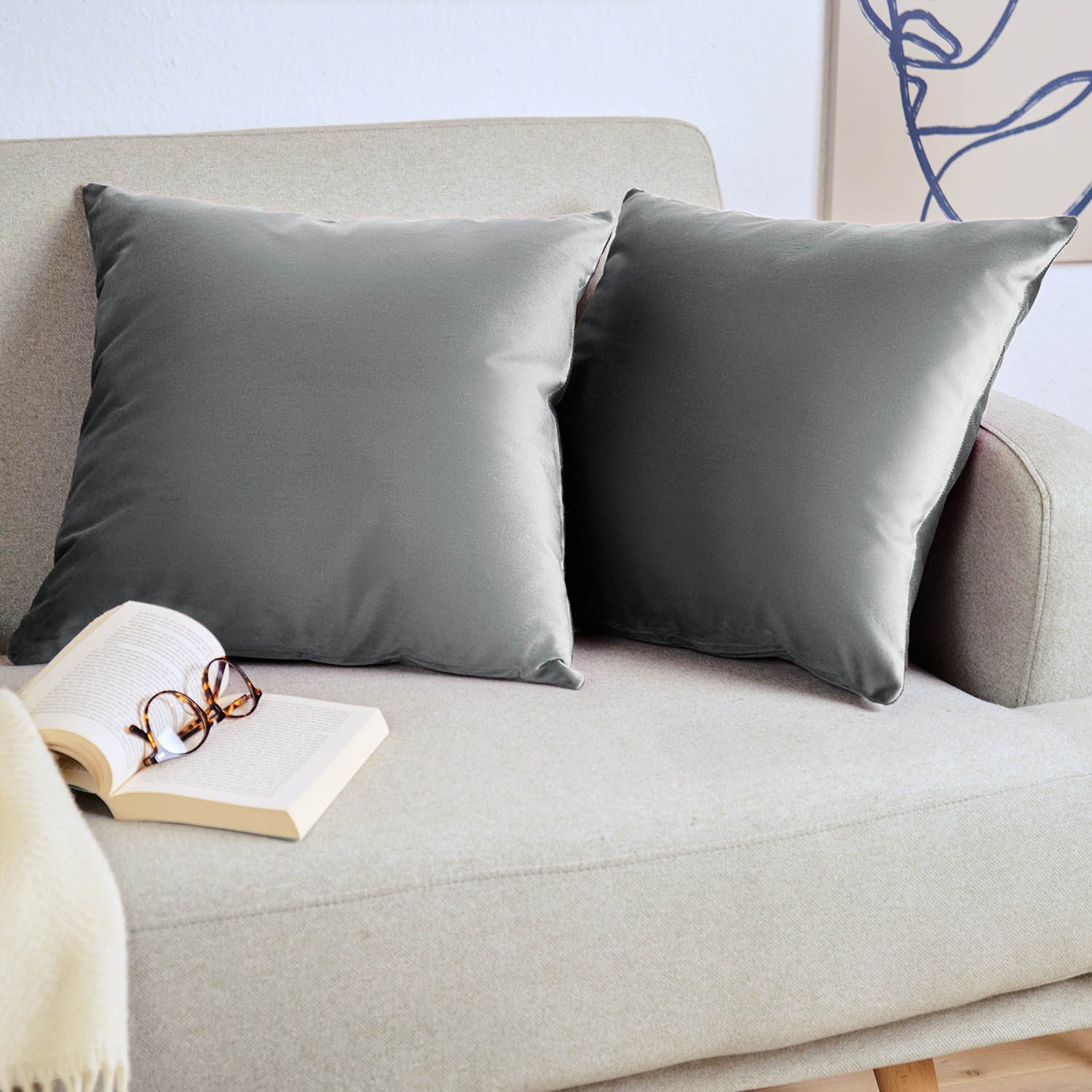 Blumtal Kissenbezug 2er Set - dekorativer Samt Kissenbezug mit verstecktem günstig online kaufen