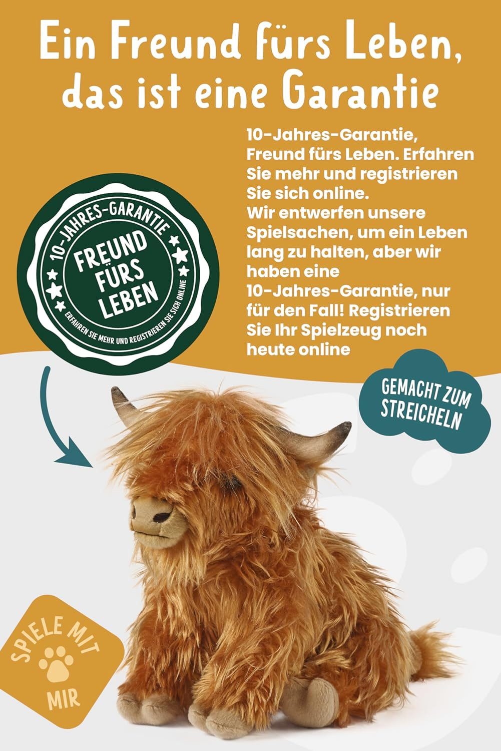 Living Nature Kuscheltier Living Nature Highland Kuh, braun, 20cm - ohne Sound