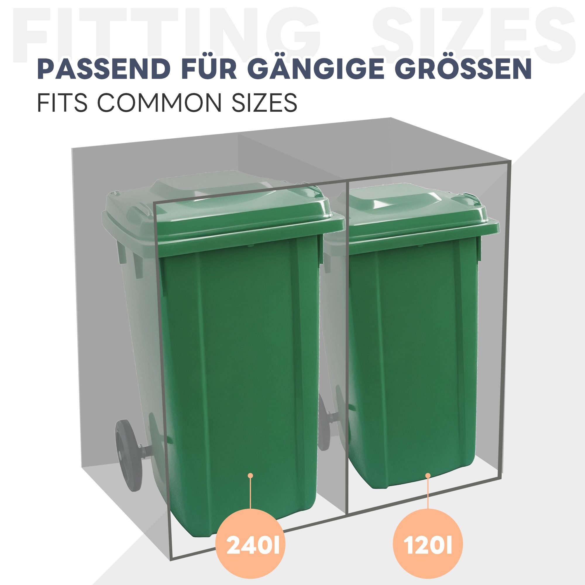 Merax Mülltonnenbox Abschließbar Müllcontainer mit Pflanzdach & Belüftungslöchern (1 St), Müllbox aus Edelstahl,Mülltonnenverkleidung für 2 Tonnen,120-240Leiter