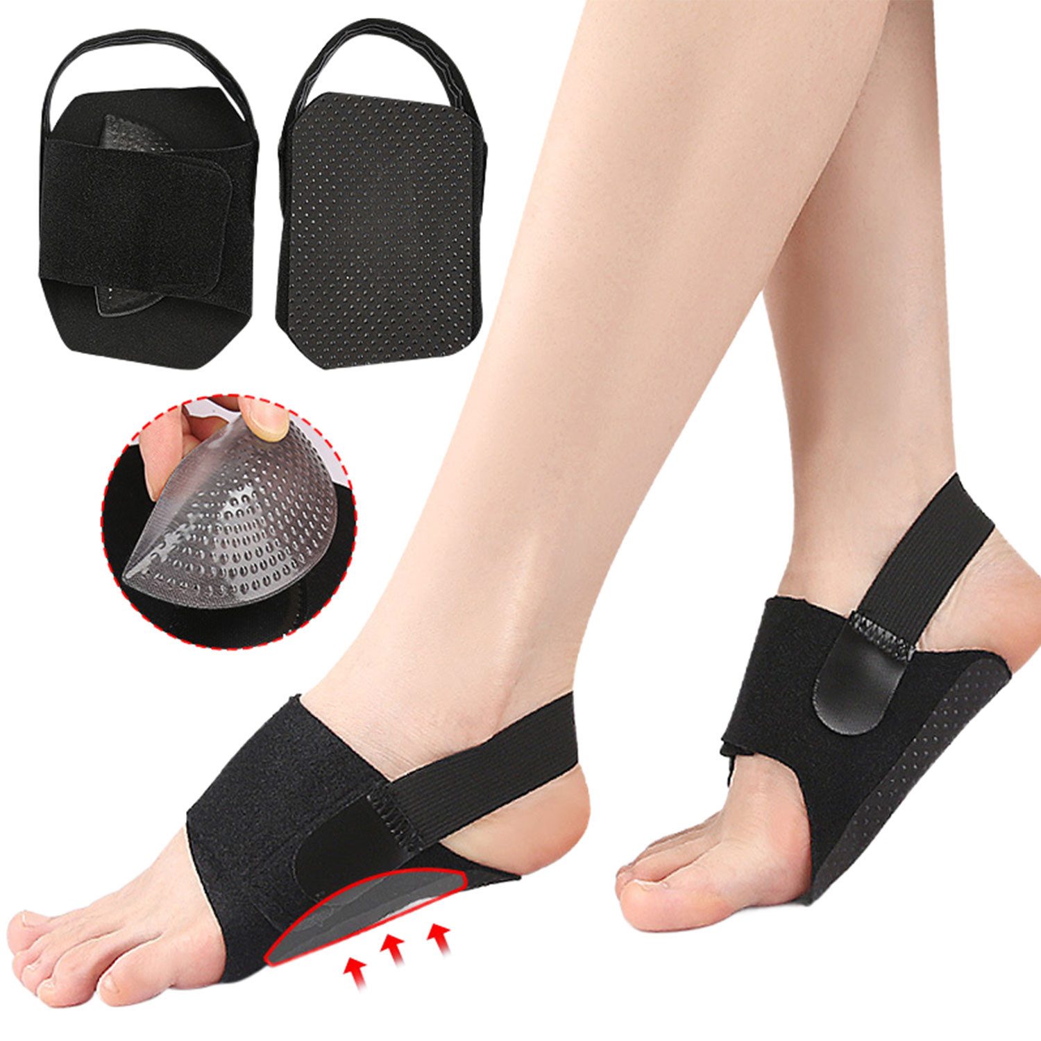 MAGICSHE Fußbandage 1 Paar Fersenschutz Fußgewölbestütze, Mit Gel-Pad, Lindert Plantarfasziitis für Männer und Frauen