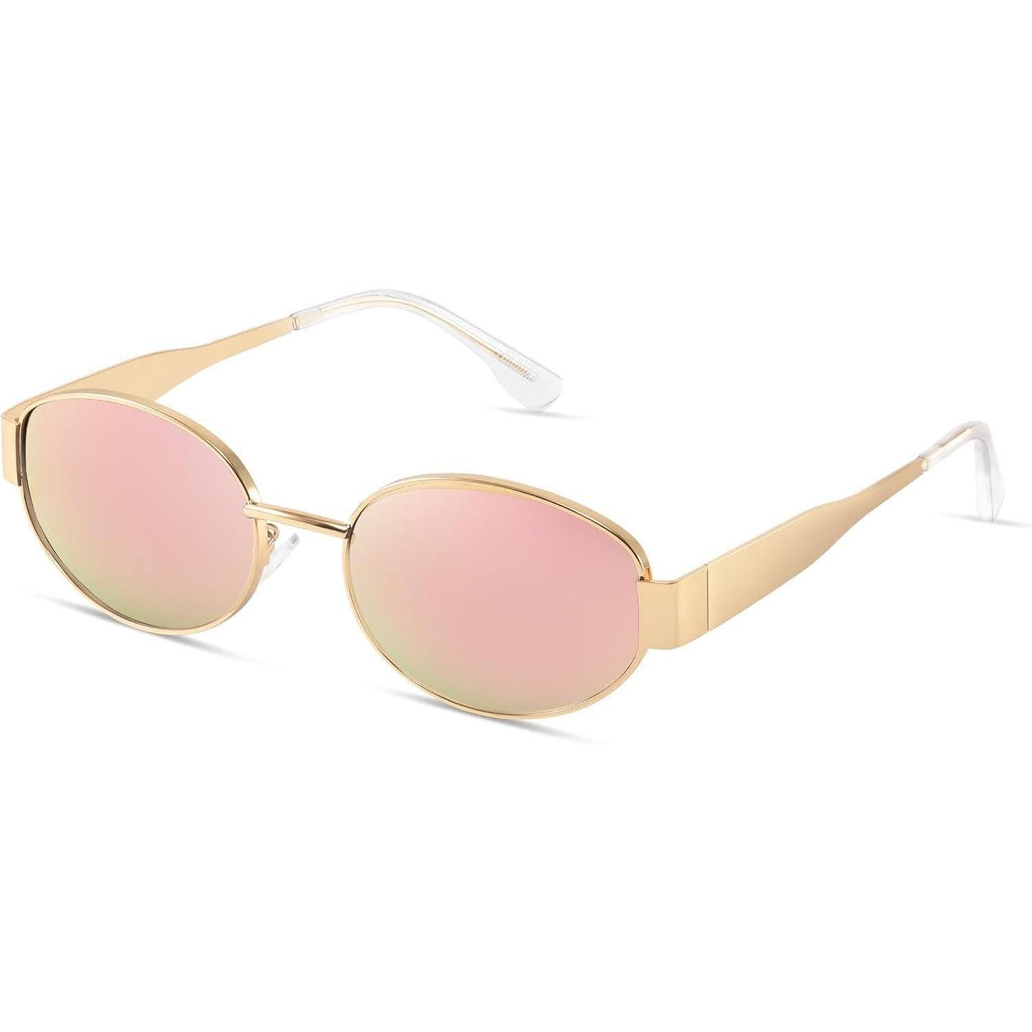 Retrosonnenbrille Sonnenbrille Polarisiert Unisex Oval Gold UV400 Retro 8 rosa