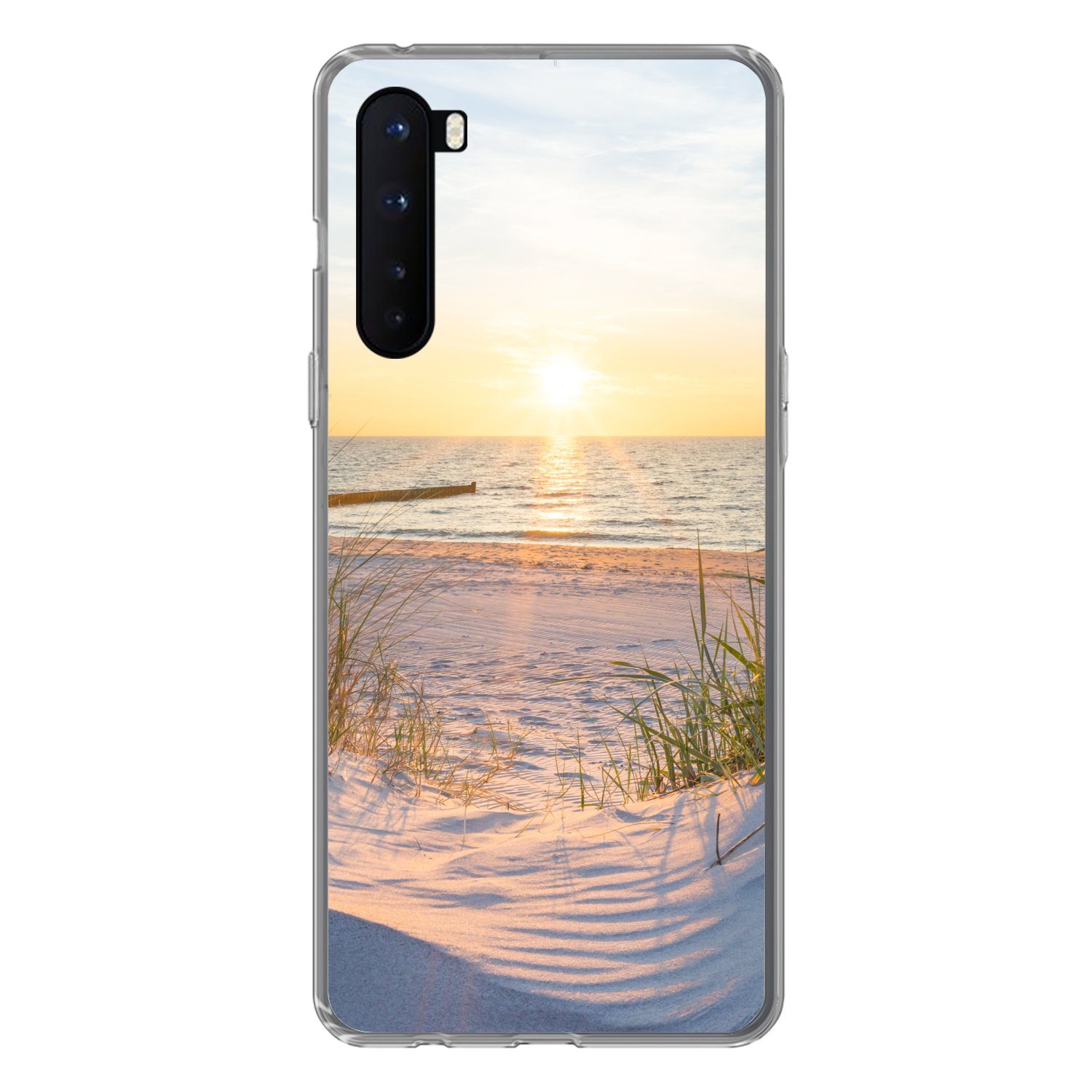 MuchoWow Handyhülle für OnePlus Nord Strand - Sonne - Düne - Gras - Sand - Horizont, Phone Case, Silikon, Schutzhülle Dünn