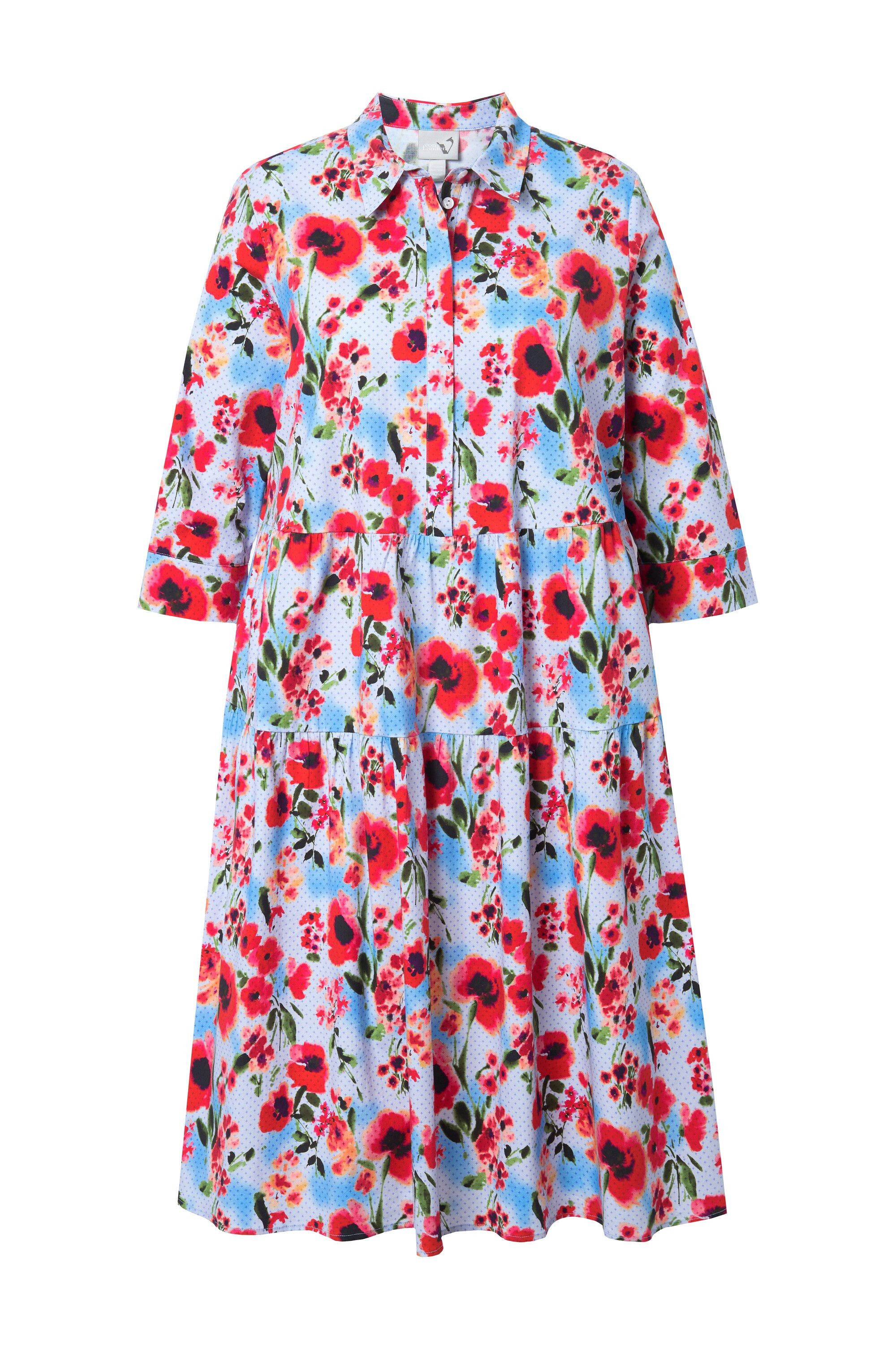 Ulla Popken Hemdblusenkleid Hemdblusenkleid Mohn A-Linie günstig online kaufen