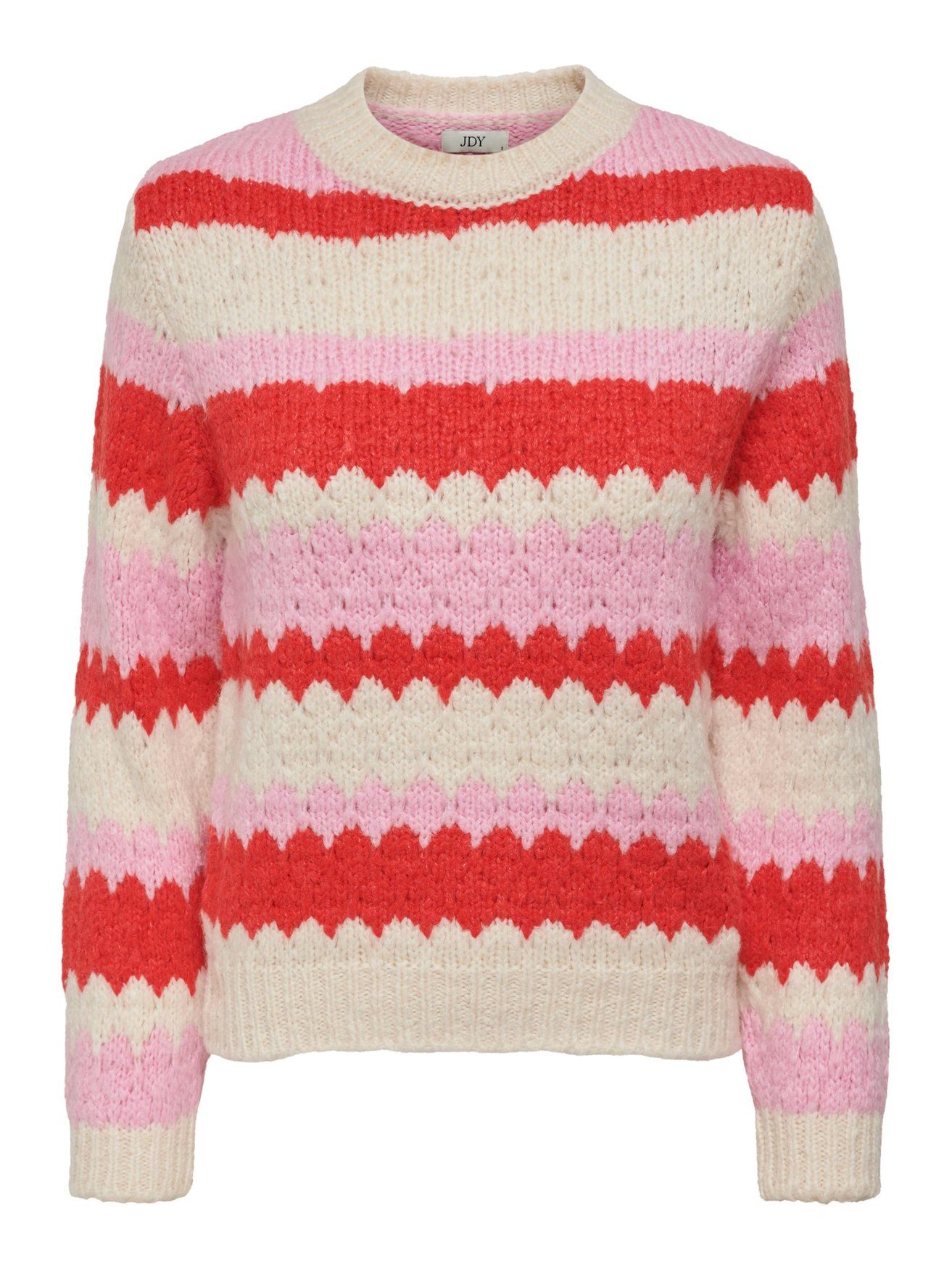 JACQUELINE de YONG Strickpullover Gestreifter Strick Pullover Langarm JDYDINEA 6249 in Rot