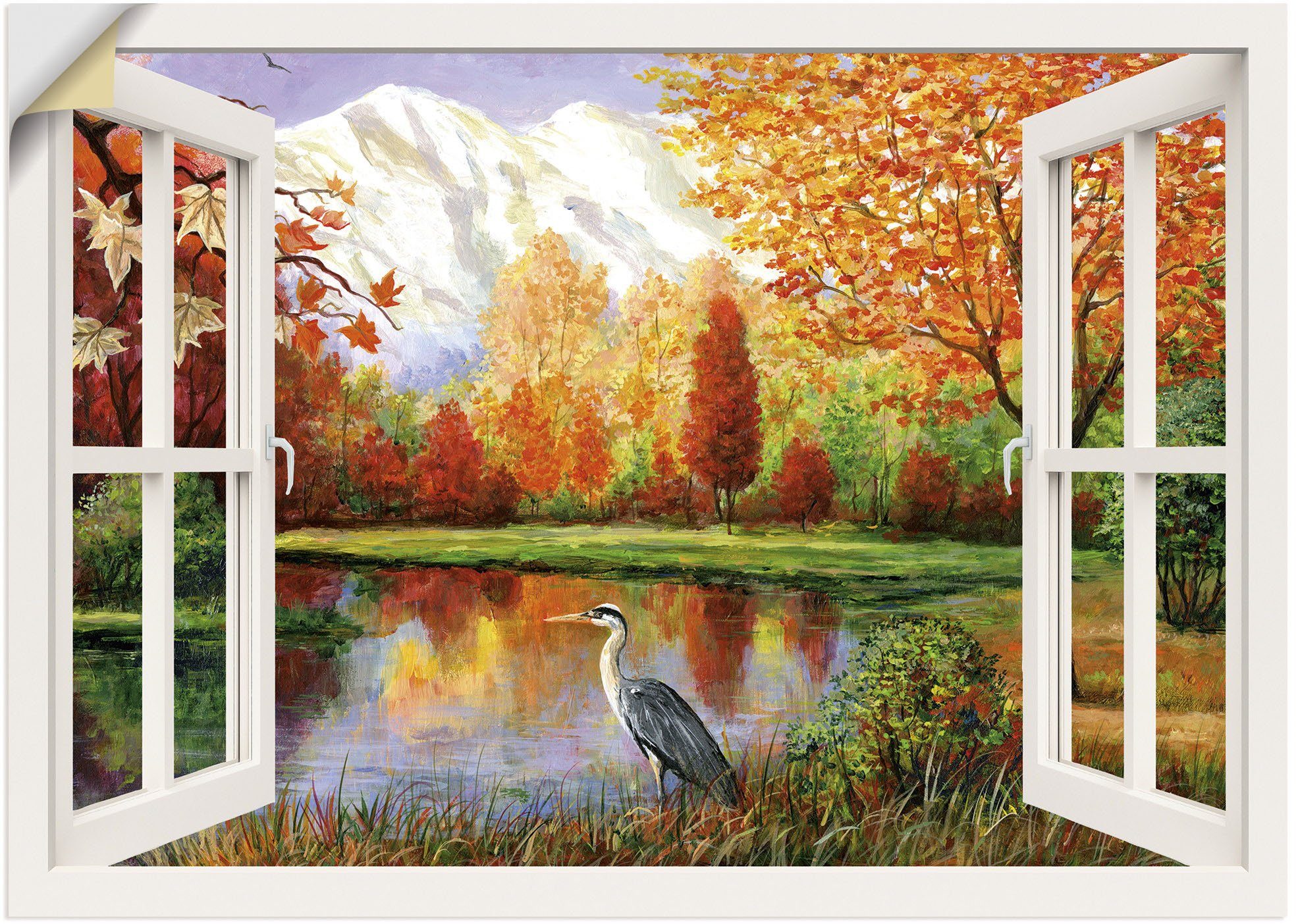 Größen (1 in als See, Poster Wandbild Herbst Artland St), am Wandaufkleber Leinwandbild, Fensterblick oder versch.