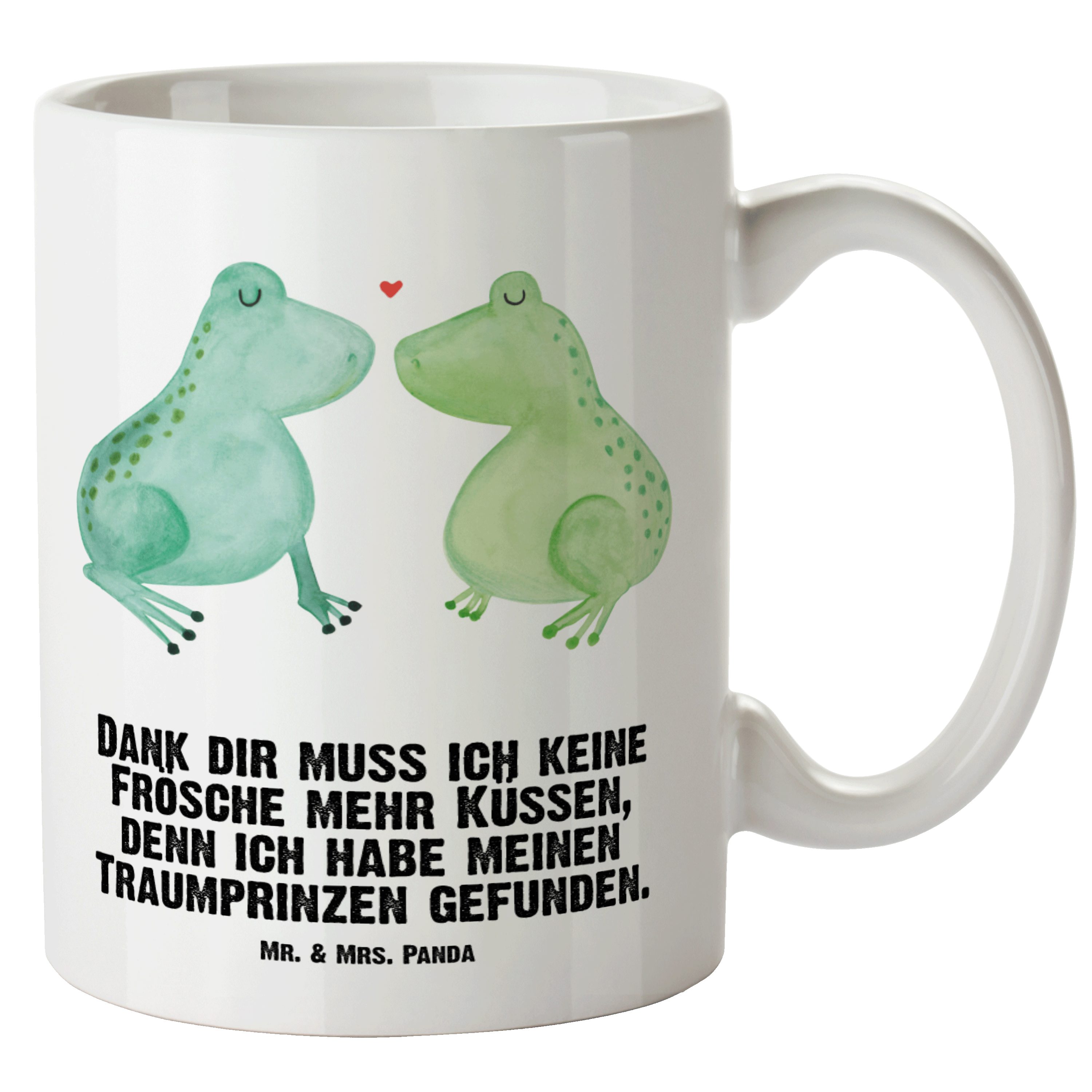 Mr. & Mrs. Panda Tasse Frosch Liebe - Weiß - Geschenk, Jahrestag, XL Becher, Freundin, Paar, XL Tasse Keramik