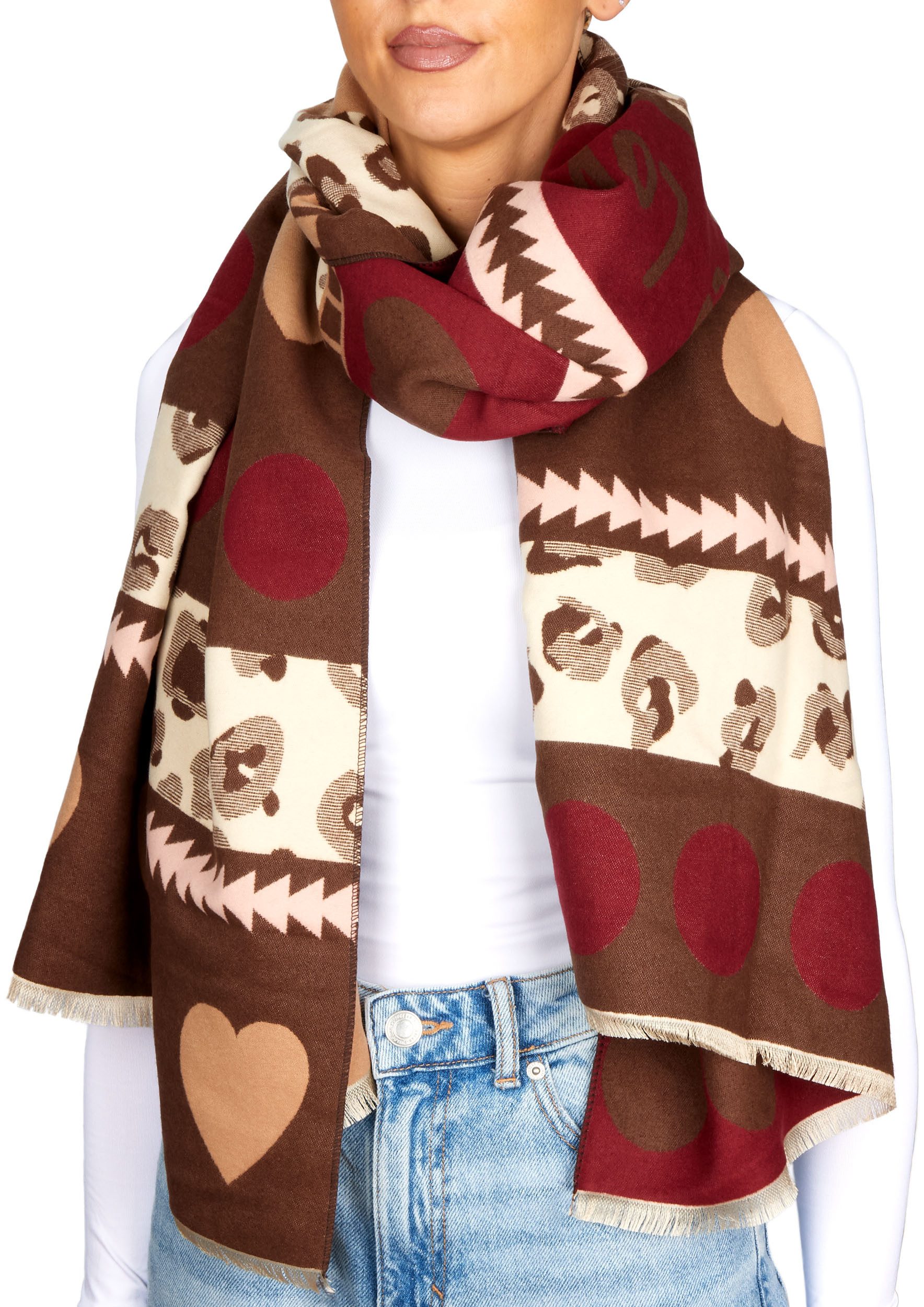 BRUBAKER Schal Cashmirillo Damen Schal mit Herz Muster - 70 x 200 cm, (Weic günstig online kaufen