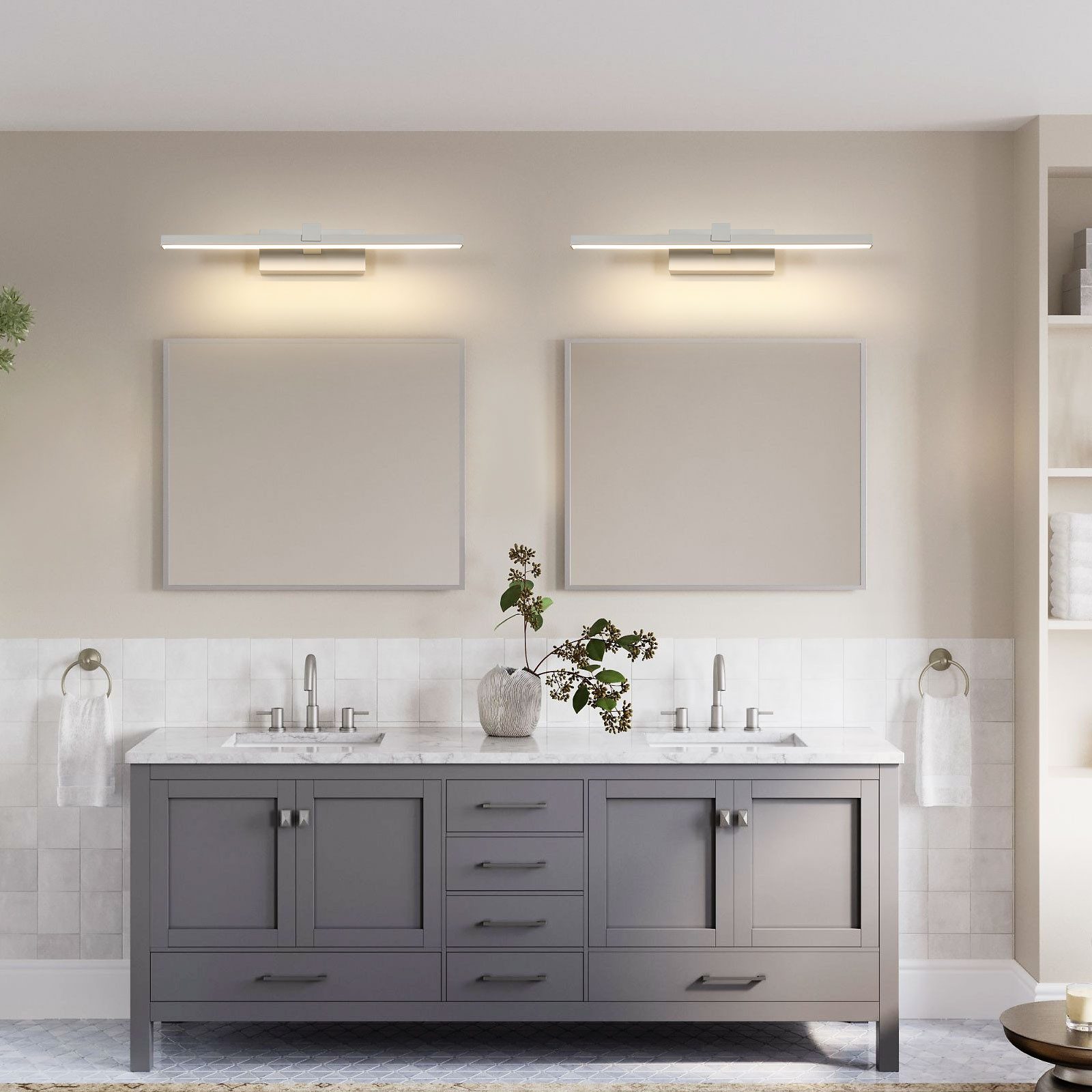 Riserva LED Spiegelleuchte LED Spiegelleuchte 40 cm Weiß, Wandleuchte innen, 8W, 3000K Warmweiß – Bild 4 von 5