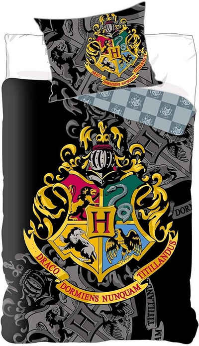 Bettwäsche Harry Potter Wende Bettwäsche Hogwarts Kopfkissen Bettdecke passend, Harry Potter, Baumwolle, 2 teilig, 100% Baumwolle