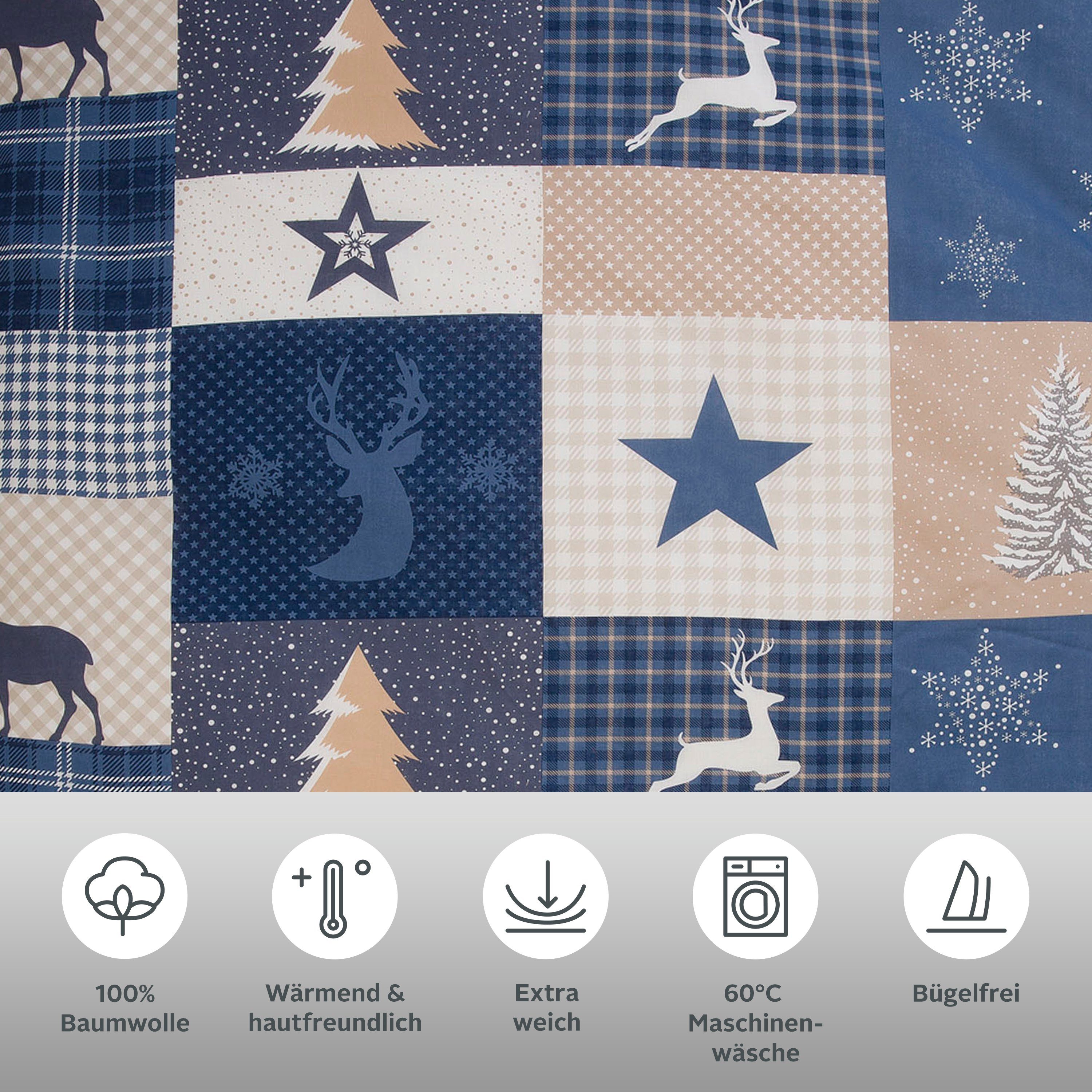 OTTO home Bettwäsche Nicholas, Biber, 2 teilig, Weihnachtsbettwäsche, Winter, in 3 Qualitäten verfügbar