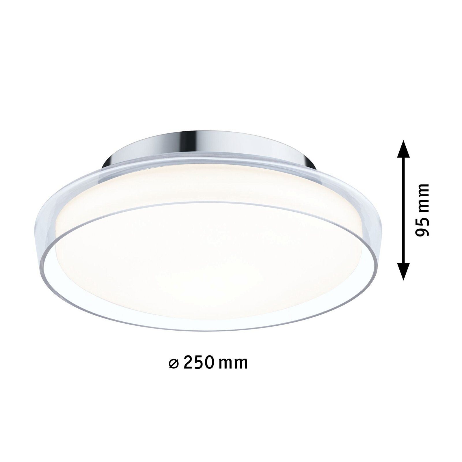 Chrom Glas/Metall, Bathroom Deckenleuchte LED Paulmann IP44 Luena Warmweiß Selection fest LED 11,5W integriert, 3000K 230V