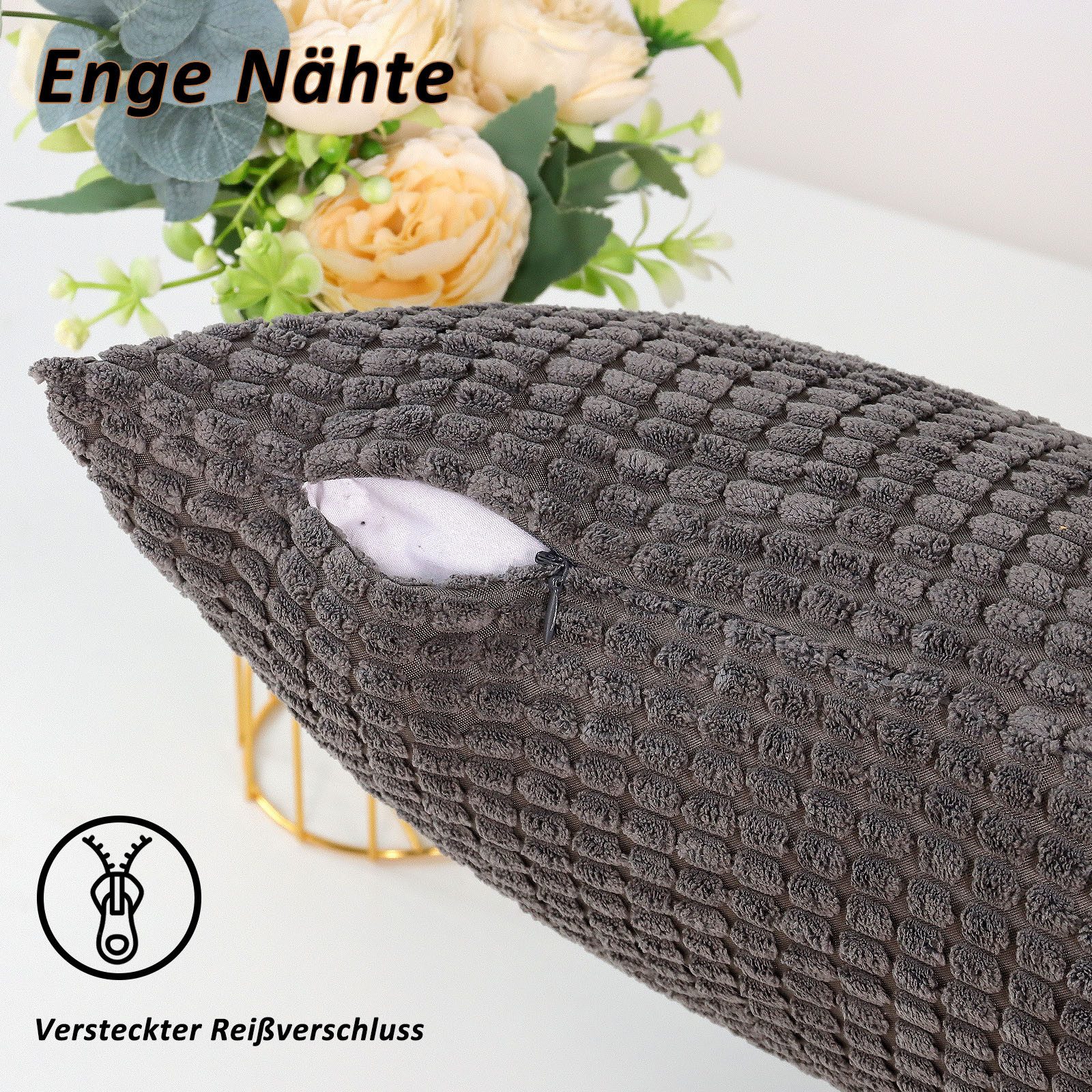 TAN.TOMI Kissenbezüge Kord Uni 2er Set Kissenbezug flauschig körnig Farbver günstig online kaufen