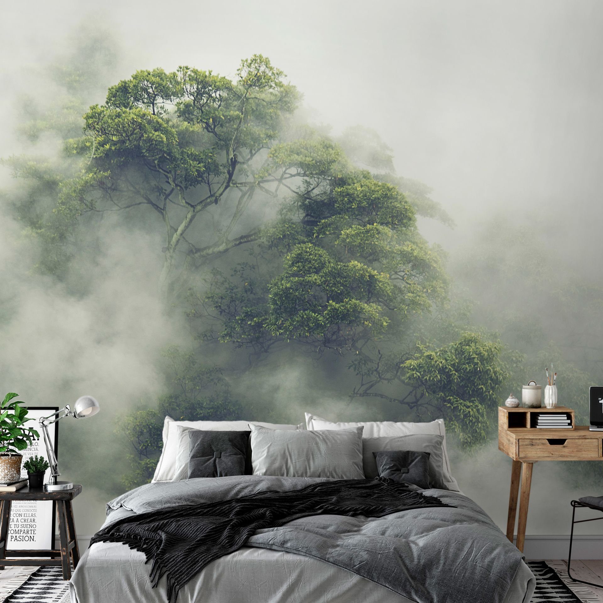 KUNSTLOFT Vliestapete Foggy Amazon 1x0.7 m, halb-matt, lichtbeständige Design Tapete